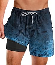 APTRO Herren Badeshorts Badehose mit Innenhose Schnelltrocknend Boardshorts mit Reißverschlusstaschen Sport Shorts