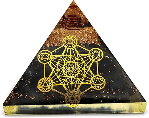 Miniatura 9 de Pirámide de orgón grande  Cristal de pirámide de shungita  Chakra Metatron Cube Orgonita Pirámide  Pirámides de órganos Curación de energía positiva
