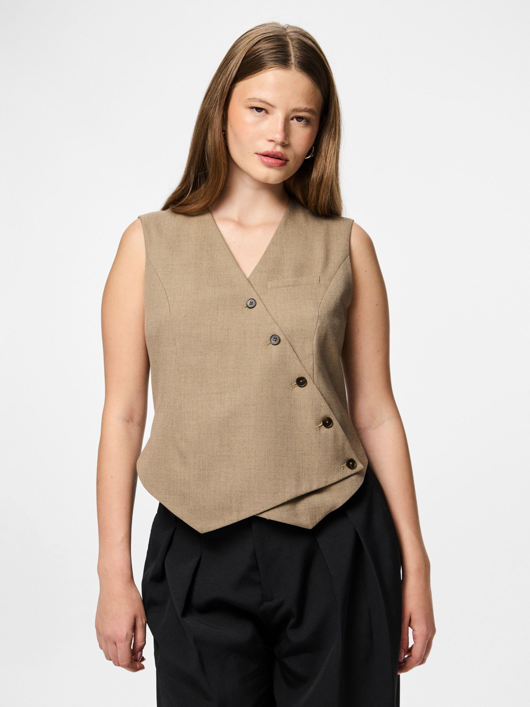 Pcbubbles Asymmetric Vest Chaqueta asimétrica Mujer Pack de 1