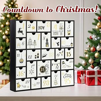 Amazon.com: GUOER 2025 Wooden Advent Calendar, 13 Inch