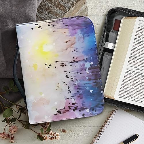 Miniatura 5 de Funda de la Biblia Galaxy para hombres y niñas, funda de cuero para la Biblia para mujeres, tamaño extra grande con asa y bolsa organizadora de