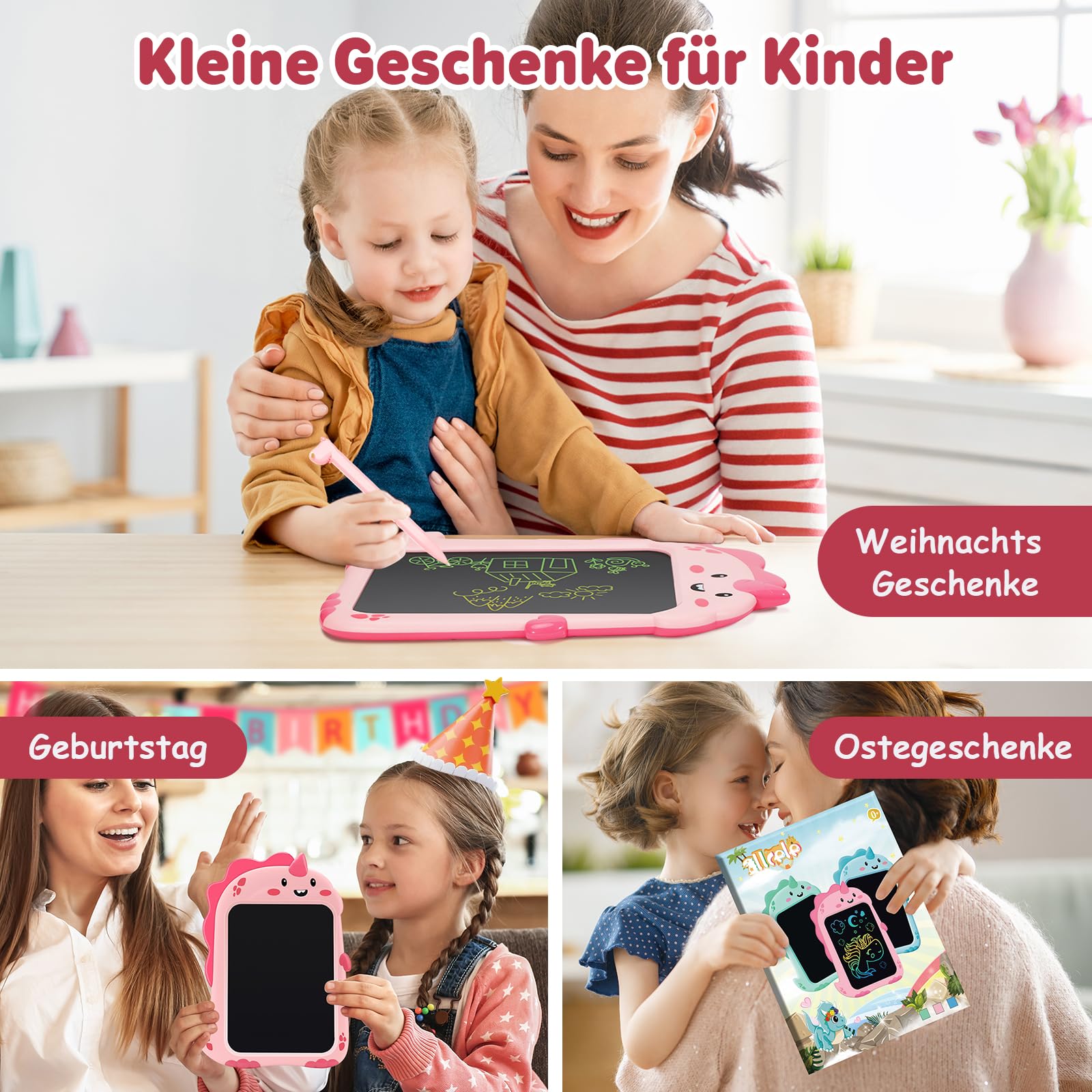 2 Pack LCD-Schreibtafeln Für Kinder - Farbiger Bildschirm, Wiederlöschbar, Mit Pinguin & Hasen-Design