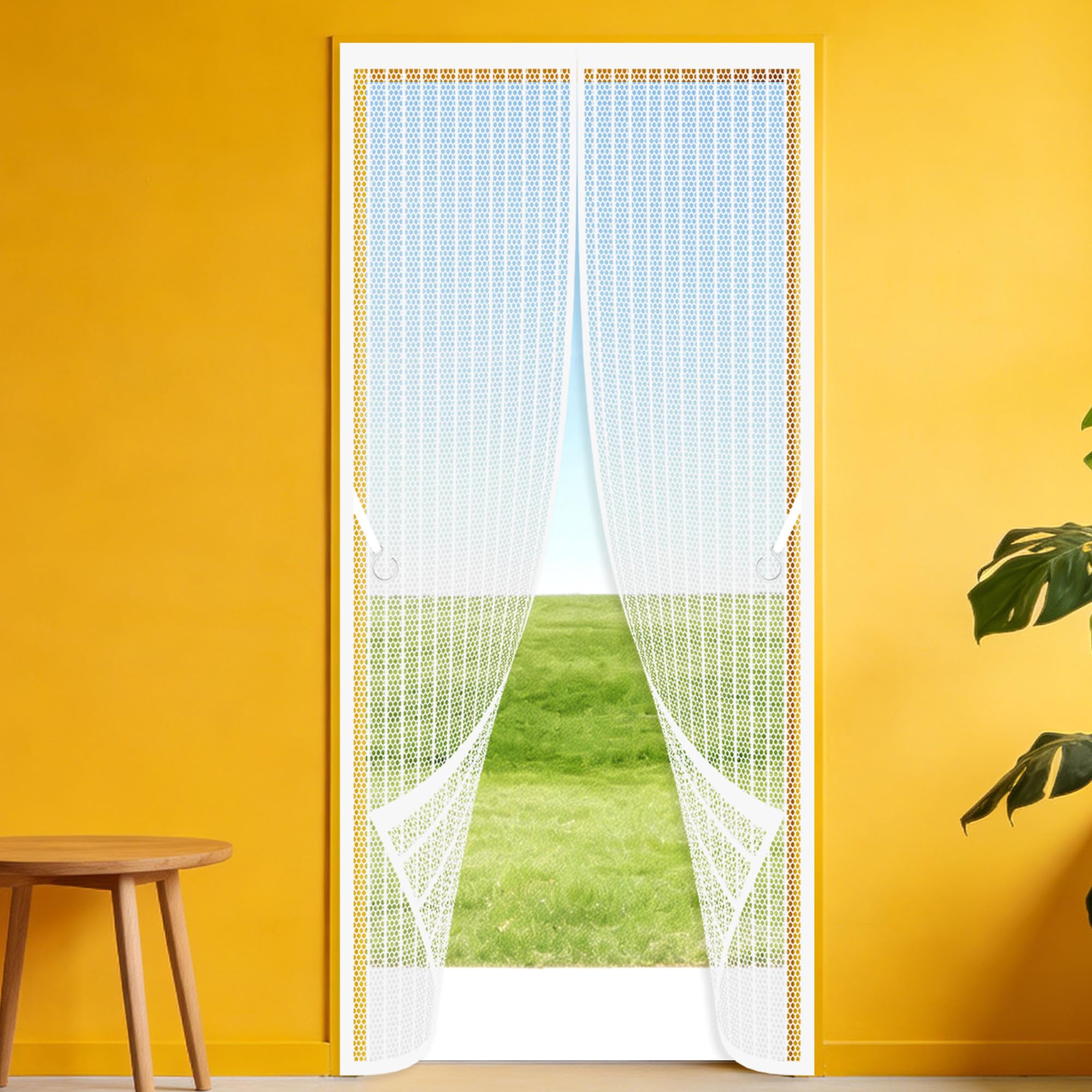 Magnetic Screen Fly Doors 106 x 285 cm Hands Free Closing Magnetic Fly Screen Door Curtains Keeps Bugs Out for Home, Bedroom, Living Room, Kitchen, Patio, White