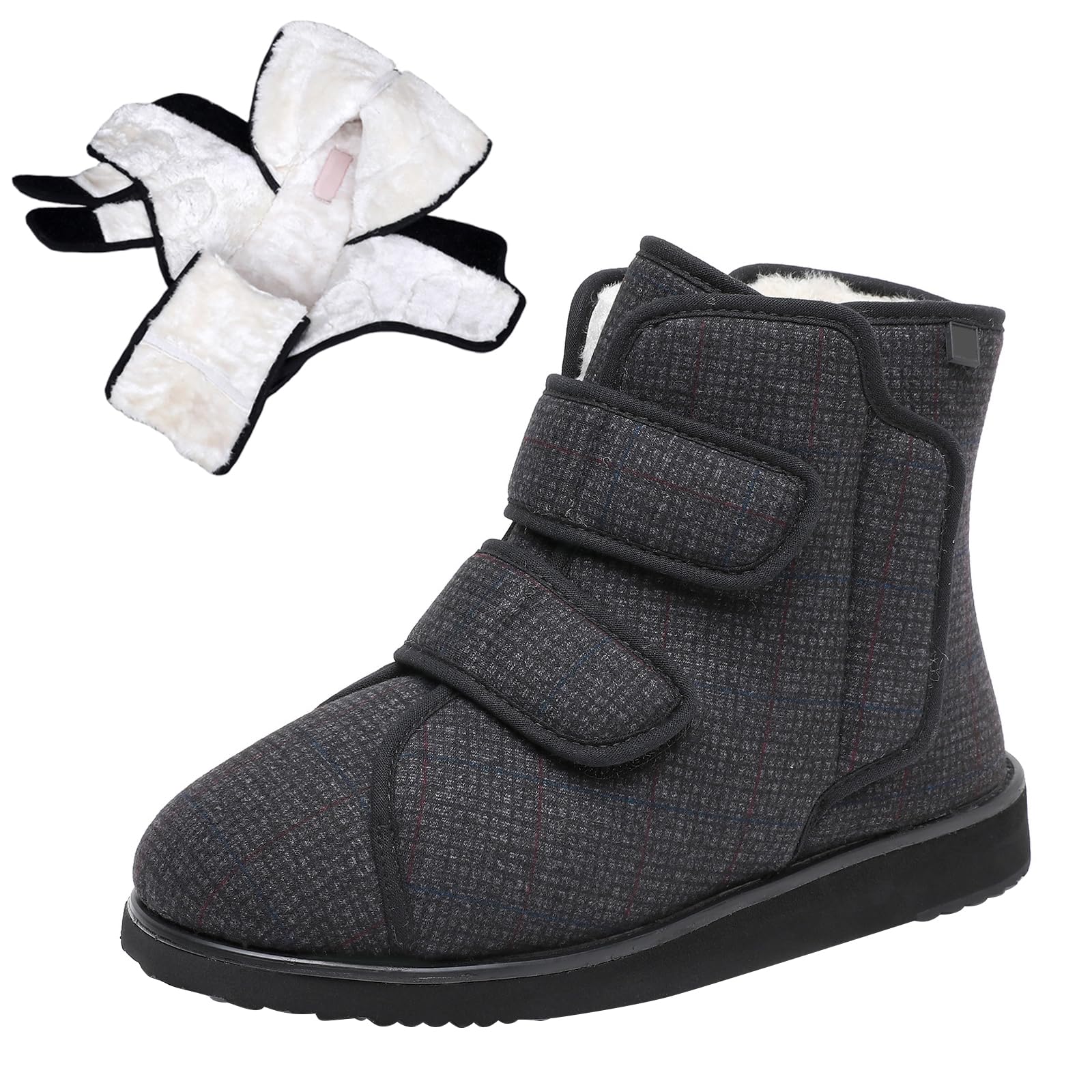 Mens Wide Snow Shoes Boots Womens Lightweight Winter Diabetic Boots with Warm Breathable Plush Lining Walking Shoes with