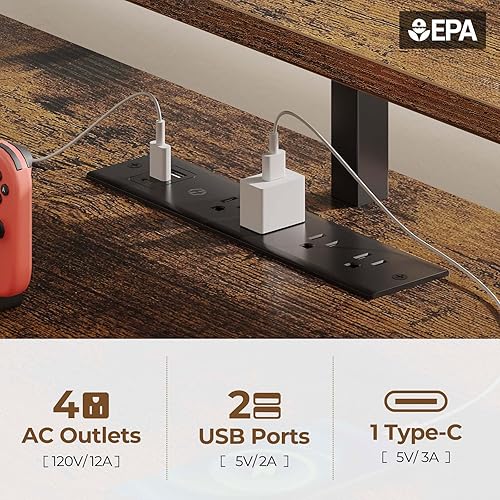 Miniatura 7 de Seventable Escritorio para computadora en forma de L con cajones, escritorio reversible para juegos con luces LED y puerto de carga, escritorio de