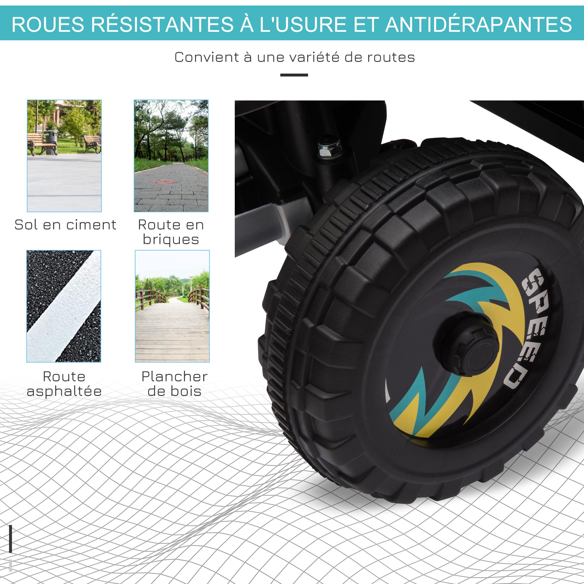 HOMCOM Elektrische quad voor kinderen, 12 V, elektrische auto voor kinderen, 2 motoren, 2 snelheden, 3-6 km/u, led-koplampen, claxon, voor kinderen van 3 tot 5 jaar, ergonomische handgreep en zadel