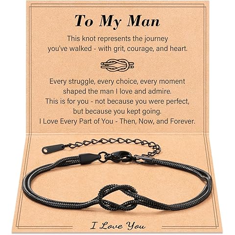 Tarsus To My Men/Husband/Son Bracelet, Black Love Knot Bracelet Jewelry Christmas Birthday Anniversary Valentine Gift Ideas