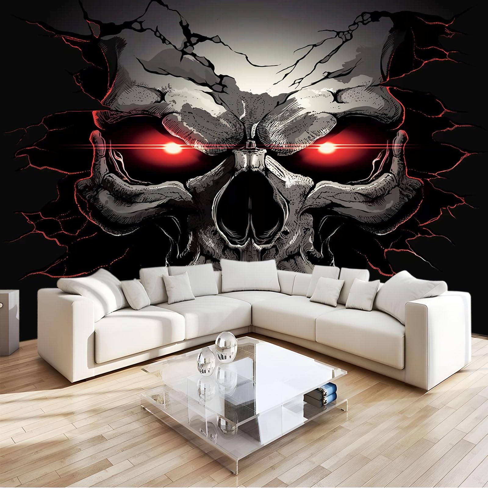 Fototapeta Ciemny Goth Spersonalizowana Czaszka Plakat Tapety Mural 300 x 210 cm Nowoczesna Dekoracja Ścienna Salon Sypialnia Pokój Dziecięcy Sypialnia Czarny Czerwony
