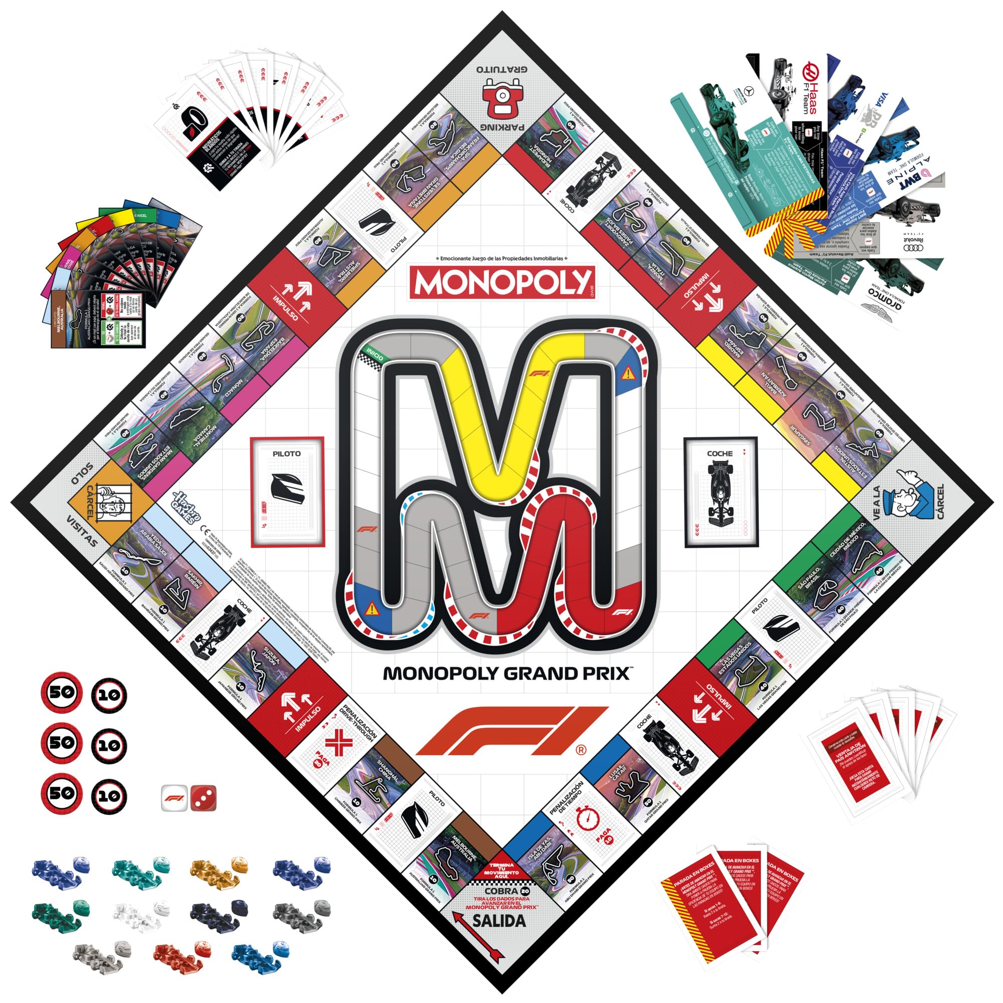 Monopoly Edition F1 - Gioco da tavolo ufficiale, per bambini, adolescenti e adulti, da 2 a 6 giocatori, 45 minuti, età 8+