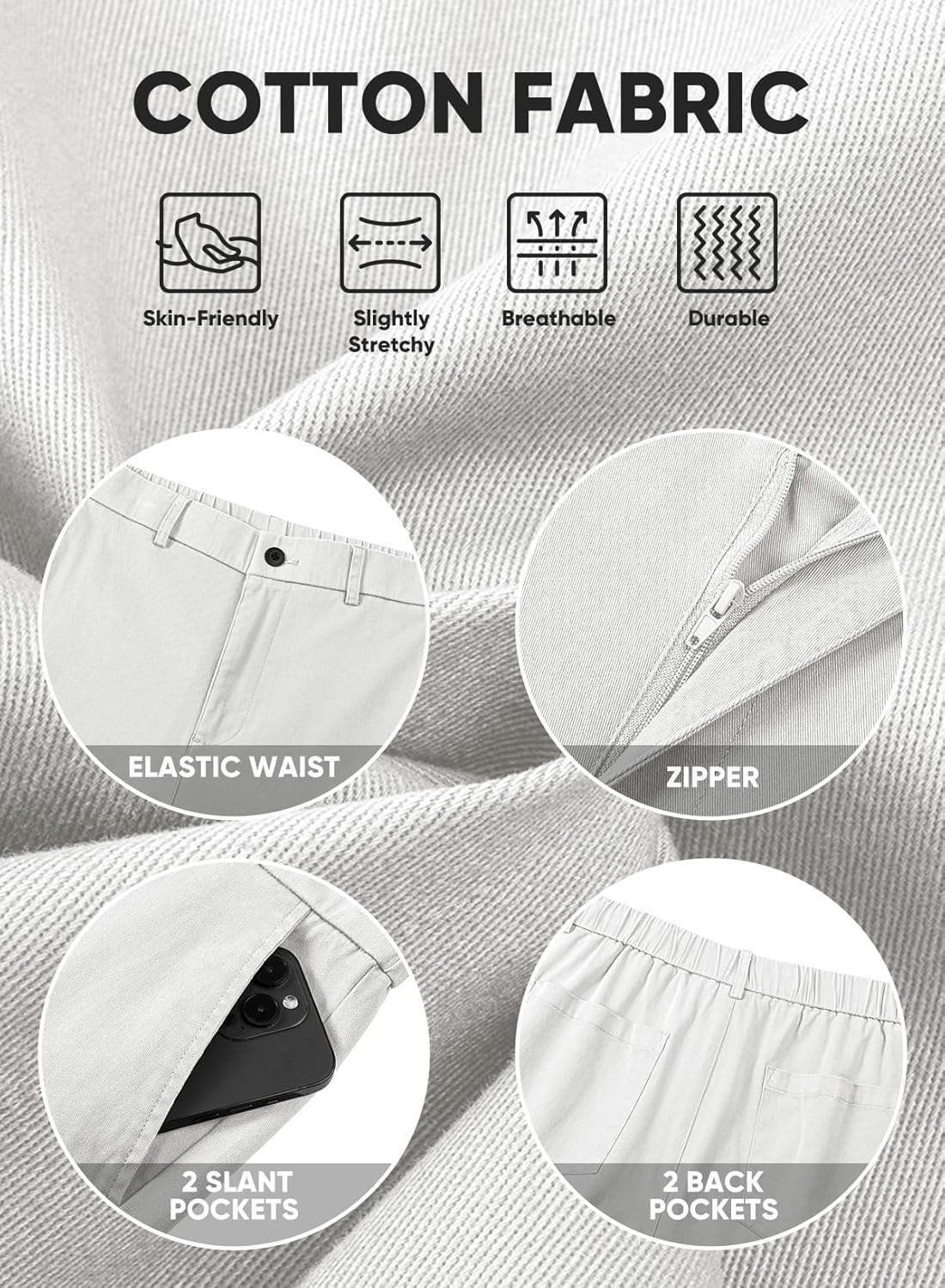 JMIERR Men's Classic-Fit 7" Chino Short Summer Stretch Waist Cotton Twill Casual Dress Shorts with Pockets - Image 6