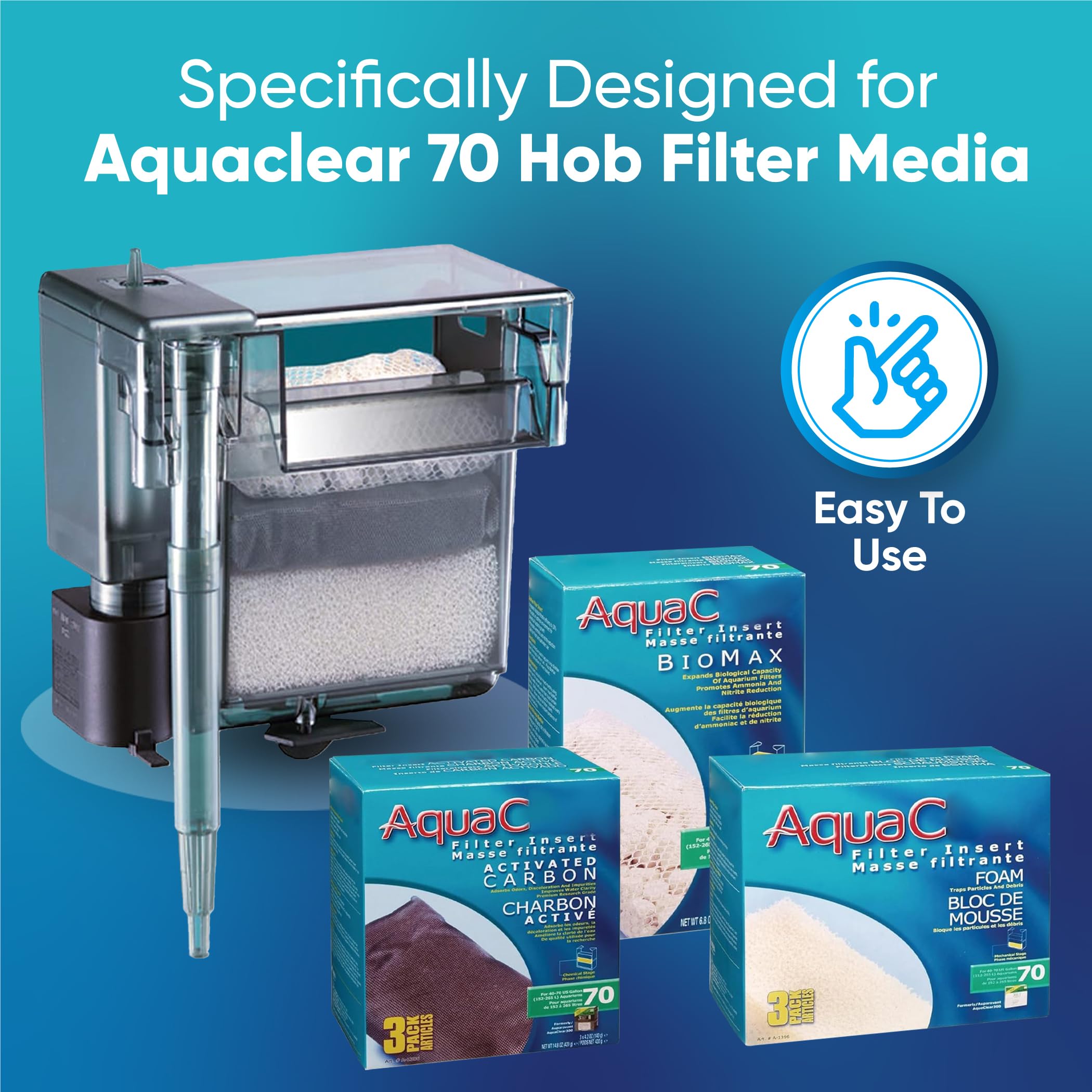 Fluval AquaClear 70 - Kit di manutenzione e sostituzione filtri filtranti, inclusi sacchetti a rete Trident Nova (carbone attivo Fluval AquaClear, BioMax Media, spugna filtrante in