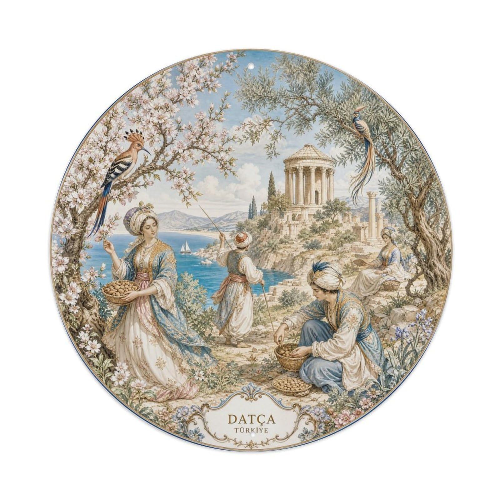 Datca Mugla Turkey Aegean Coastal Travel Chinoiserie Metal Tin Sign