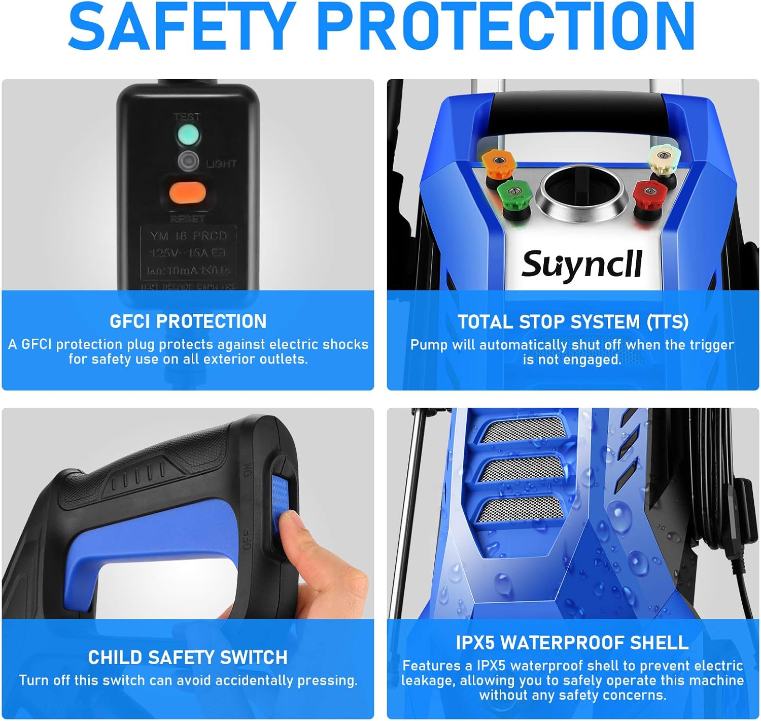 Top Rated 3800PSI Pressure Washer Electric Power Washer 2.6 GPM 2000W High Pressure Washer with 4 Nozzles Best for Cleaning Cars,Driveways,Patios