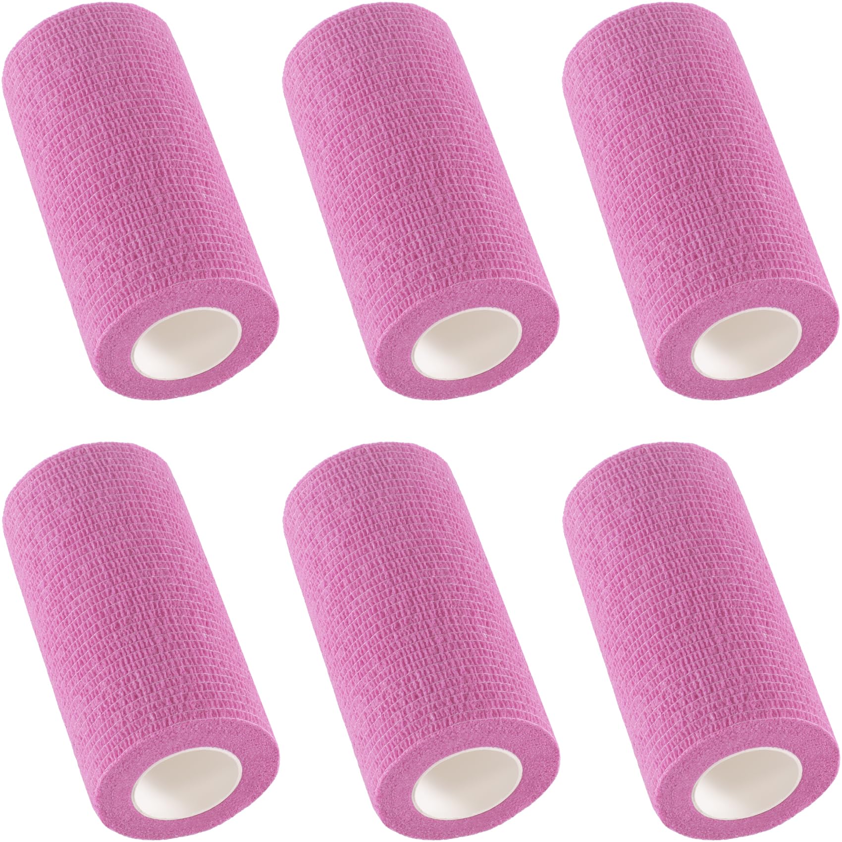 IndigoCase 6 Rolls Self Adhesive Bandage Wrap 4 Inch, Pink Color Elastic Athletic Tape, Vet Wrap, Wrist Tape, Large Bandage for Horses, Knuckle, Knee,