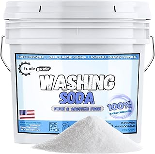 TradeGrade Washing Soda for Laundry – Sodium Carbonate Soda Ash, Natural Laundry Booster, Stain Remover & Household Cleaner – 15lb Bucket with Resealable Lid
