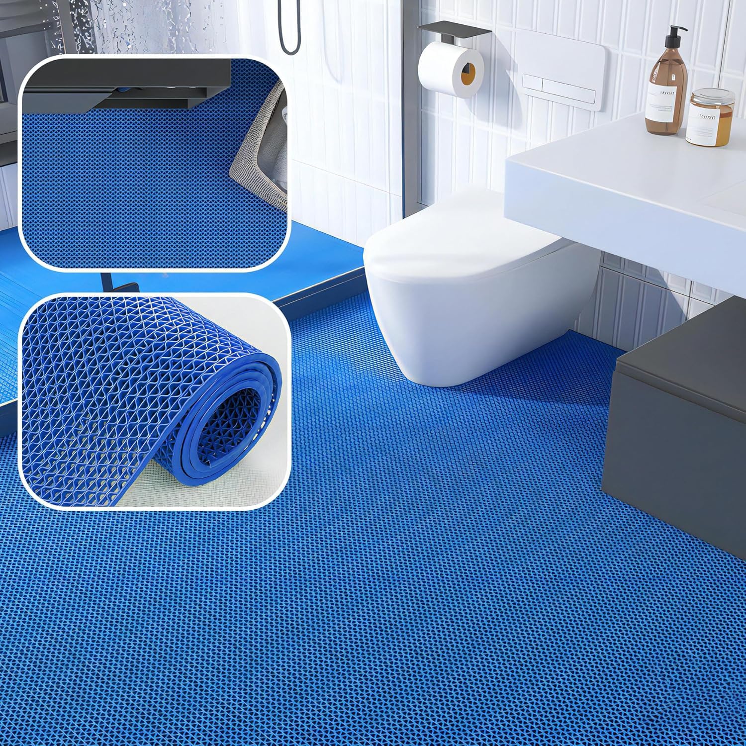 Alfombrilla de drenaje de PVC de 90 x 500 cm de grosor de 5,5 mm, alfombrilla antideslizante, alfombrilla de drenaje de malla de PVC, antideslizante, alfombra de goma para sauna, alfombra