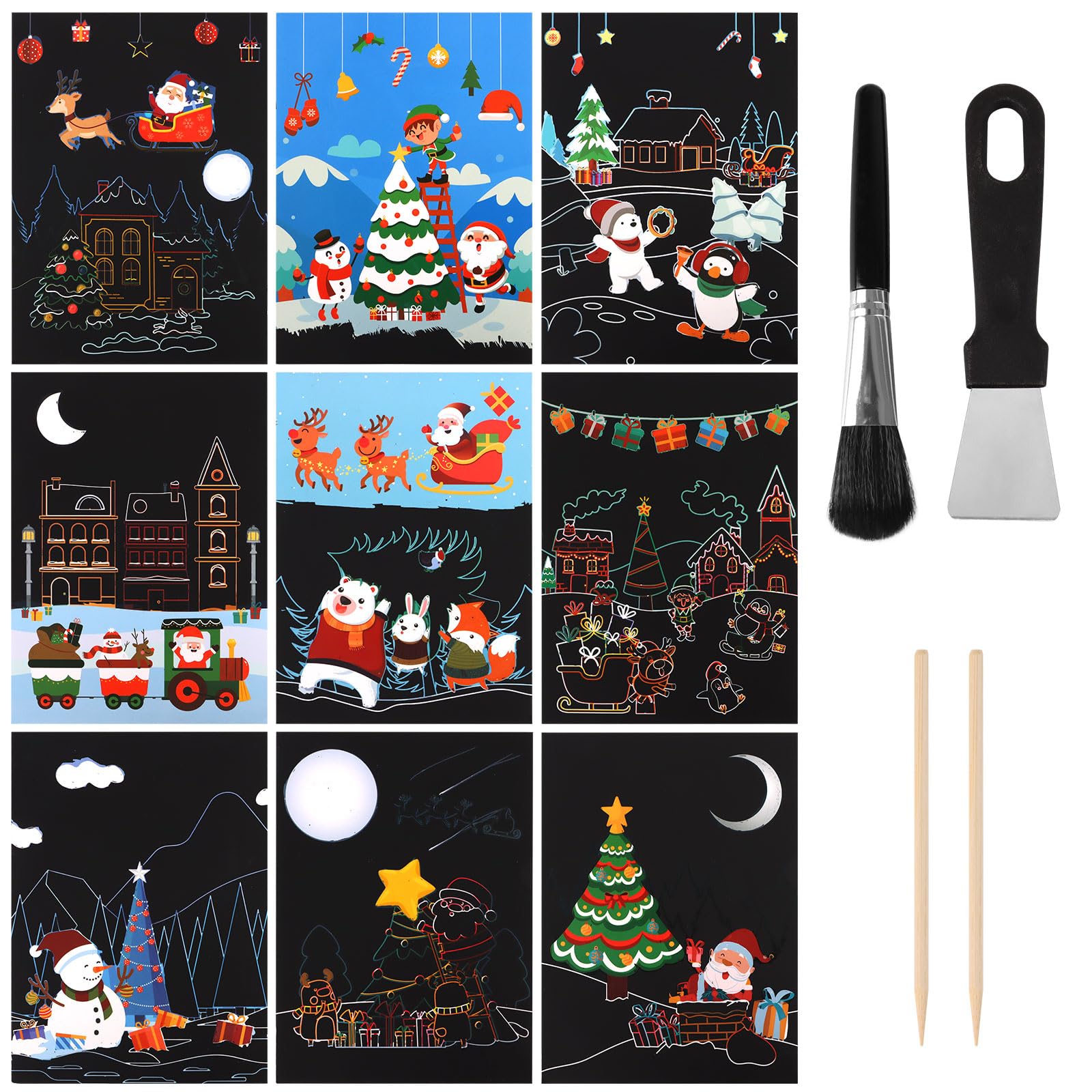 Amazon.co.jp: CINECE クリスマス スクラッチアート 9枚セット 飾り