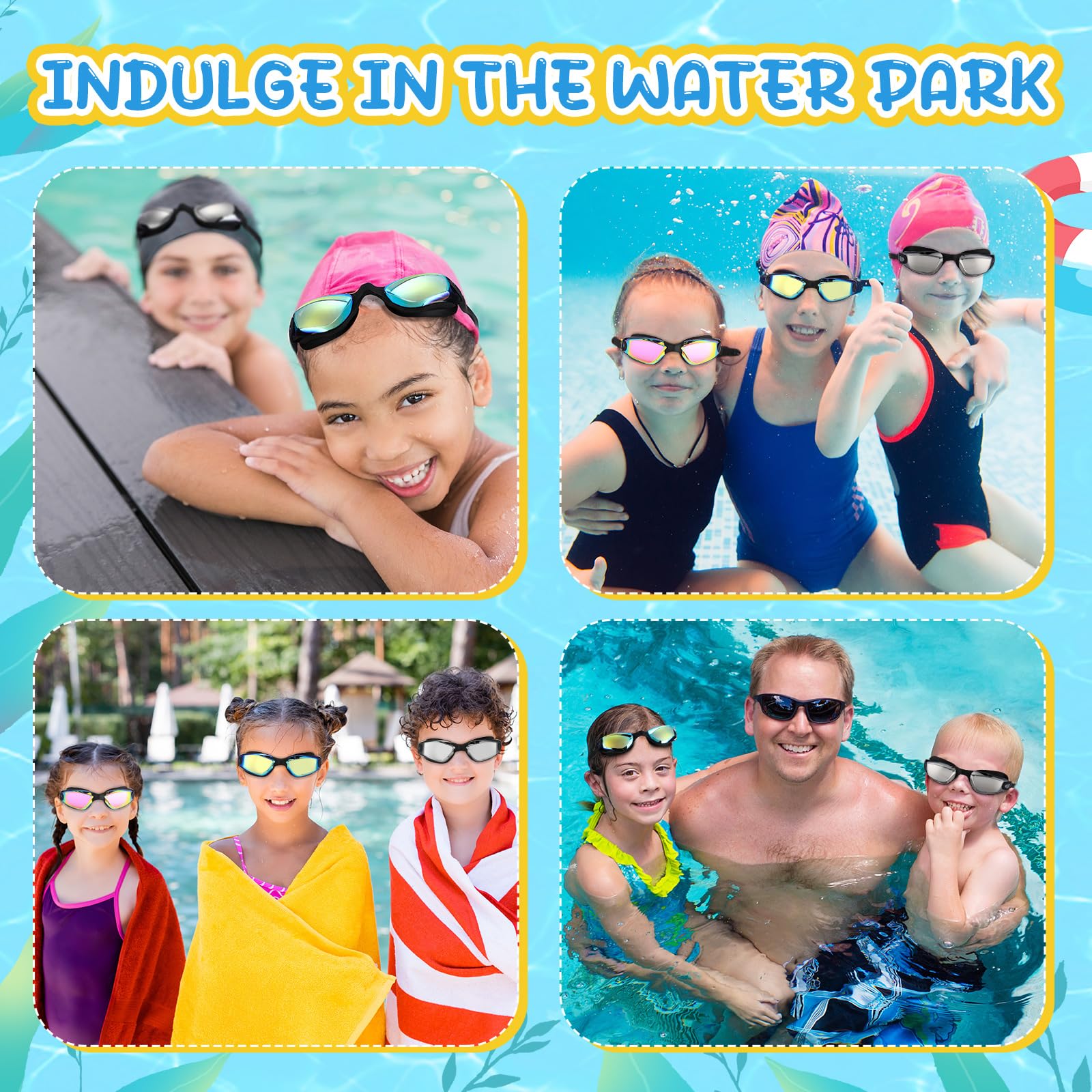 Flutesan Schwimmbrille aus Silikon, Anti-Beschlag-Schwimmbrille mit Nasenklammer, Ohrstöpsel, für Erwachsene und Kinder, 3 Farben, 3 Stück