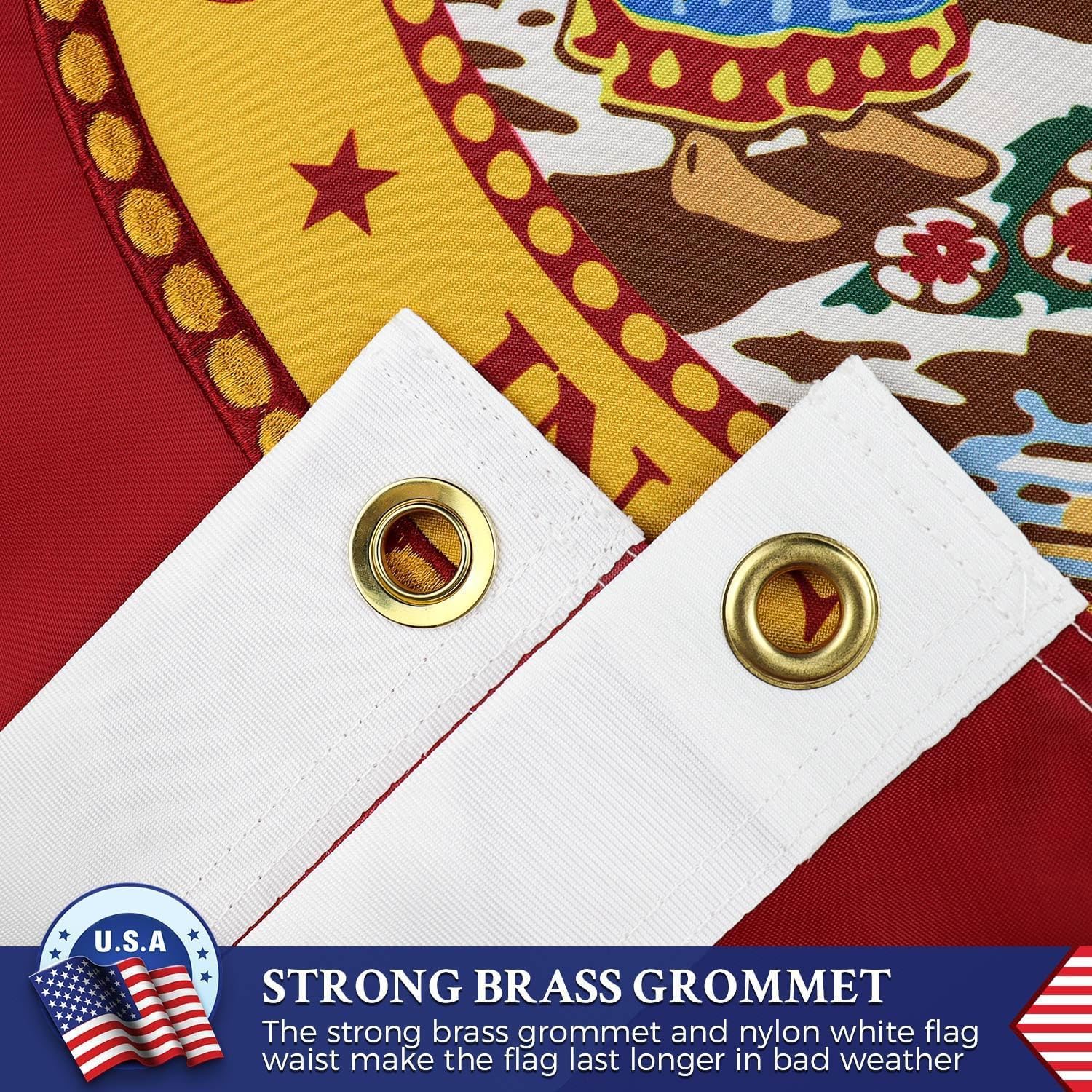 Double Sided Florida State Flag 3x5 Outdoor The Longest Lasting FL Flags Heavy Duty 210D Nylon, Sewn Stripes, Embroidered Star, Stronger Brass Grommets,4 Stitched Hemming, Perfect for - Image 2