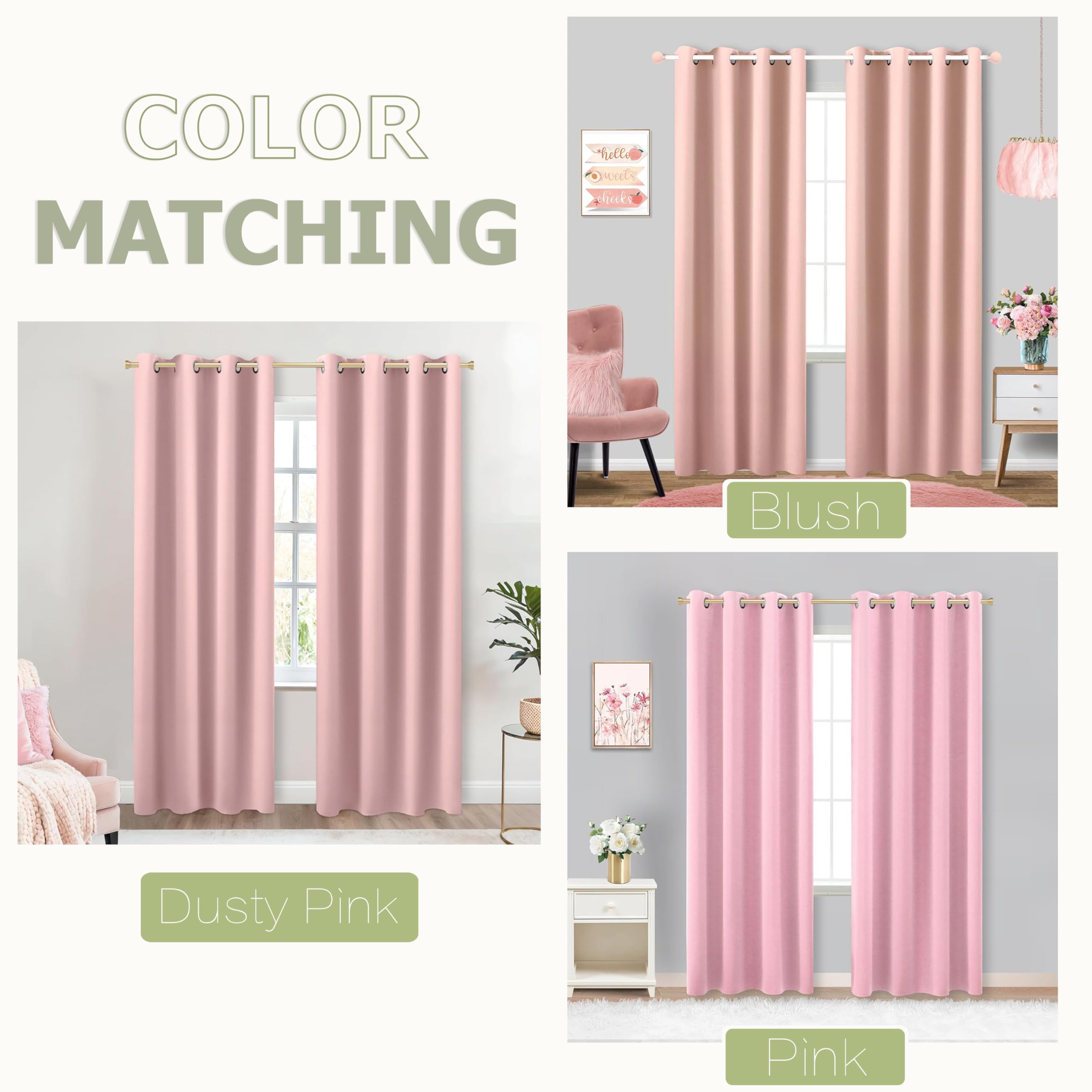 Amazon.com: Pink Curtains 63 Inch Length for Baby Girls Nursery