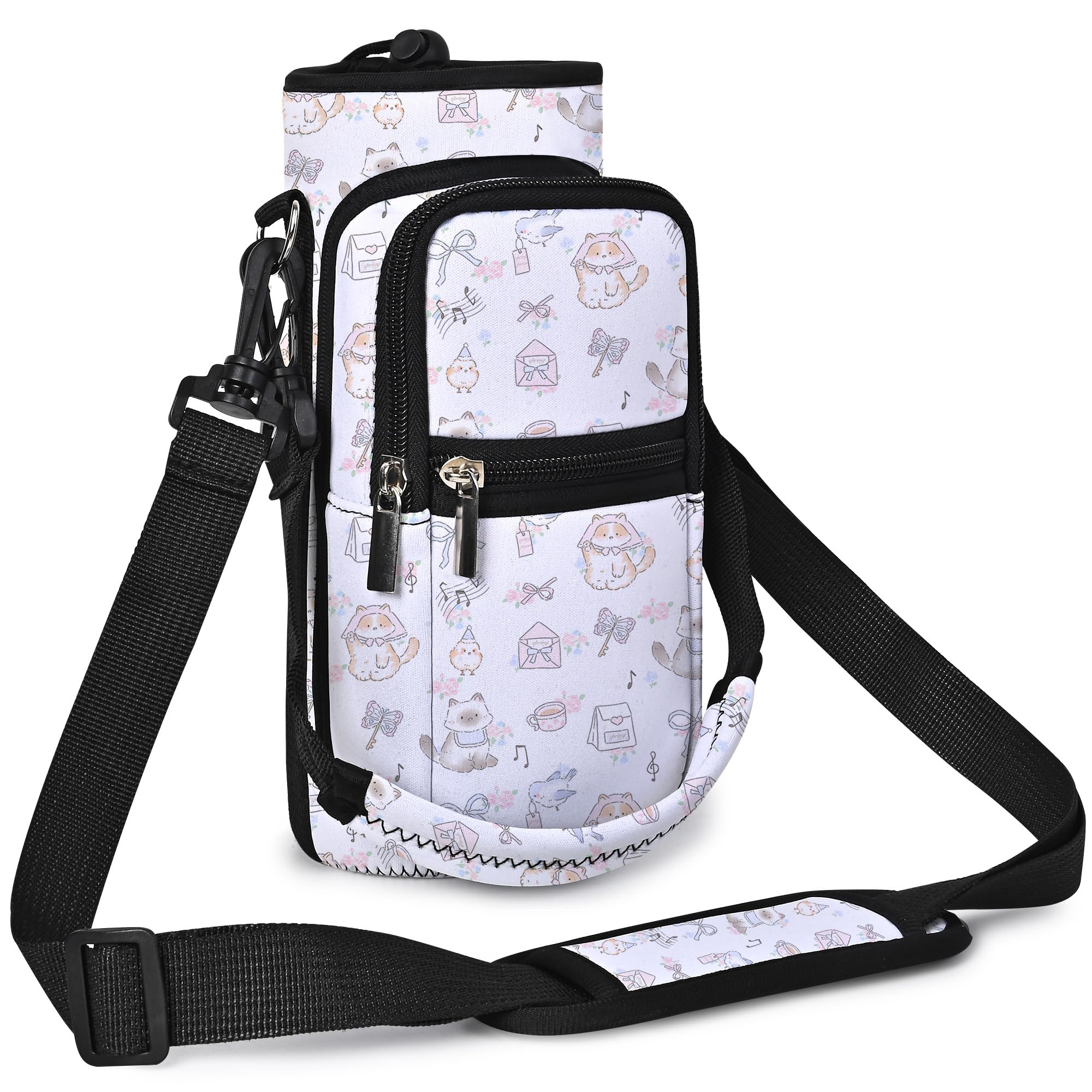 AUPET Water Bottle Sling Bag Sleeve Holder Carrier 25/32/40/64 oz,Insulated Crossbody Water Bottle Case Cover with Strap and Pockets for Men/Women Walking Hiking