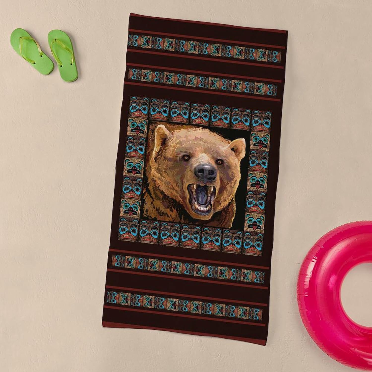 CafePress Grizzly Bear 30"x60" Absorbent Cotton Back, Soft Beach, Pool Towel