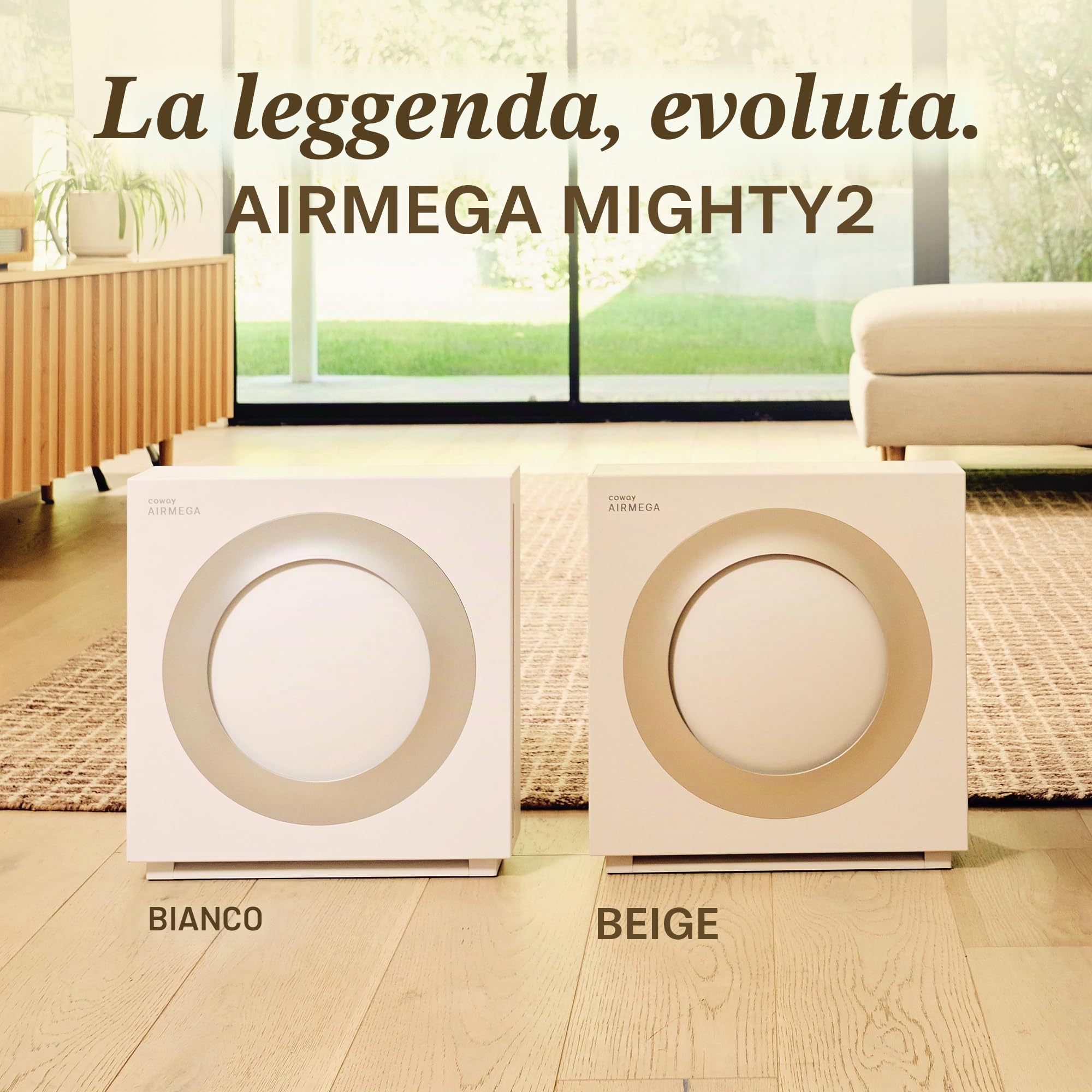 COWAY Airmega - Purificatore d'aria Mighty2, AP-1512HH, per grandi stanze e casa, pulisce fino a 1.800 m², certificato IEST HEPA e carbone attivo per allergie, fumo, polvere, animali domestici e muffe