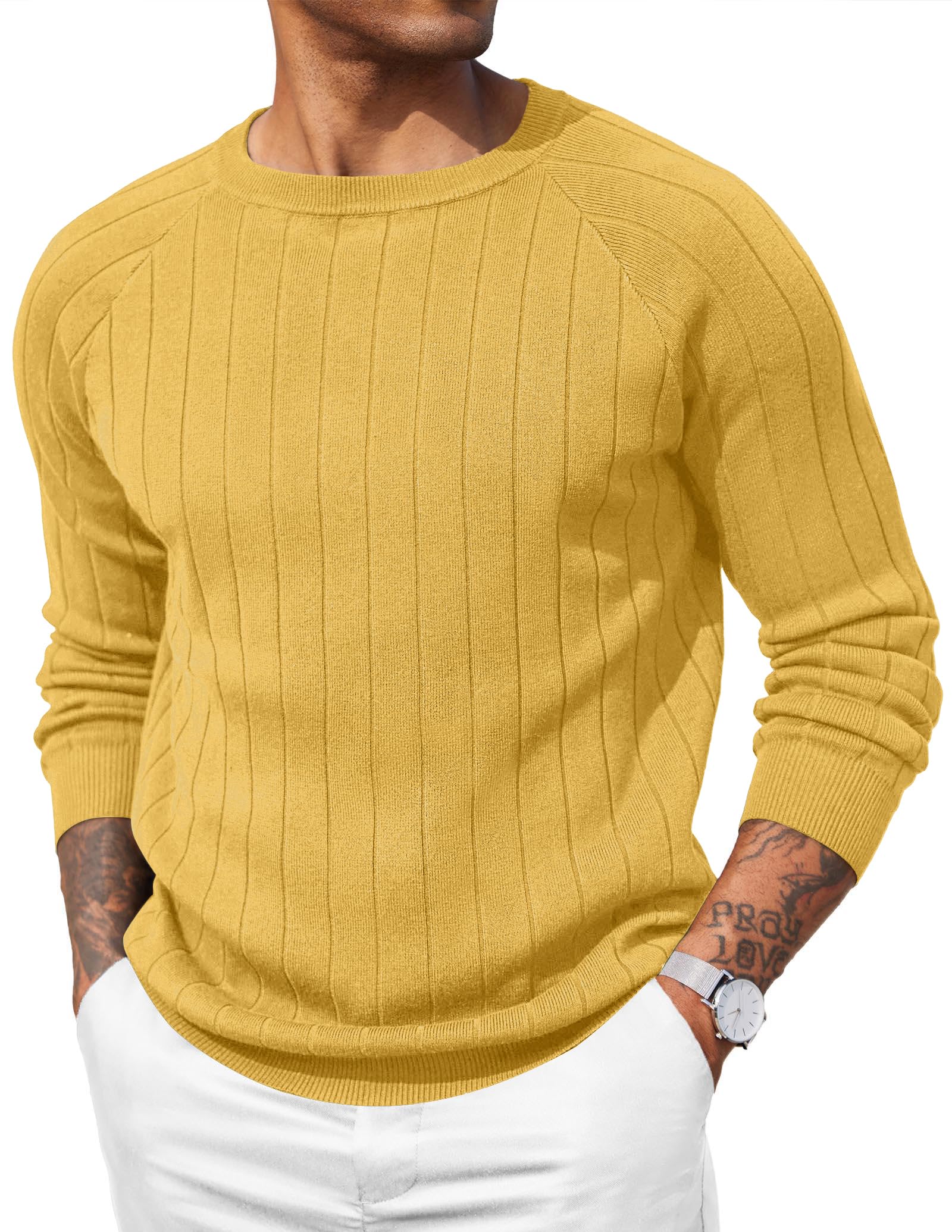 COOFANDY Mens Crewneck Pullover Sweater Business Casual Knit Sweater