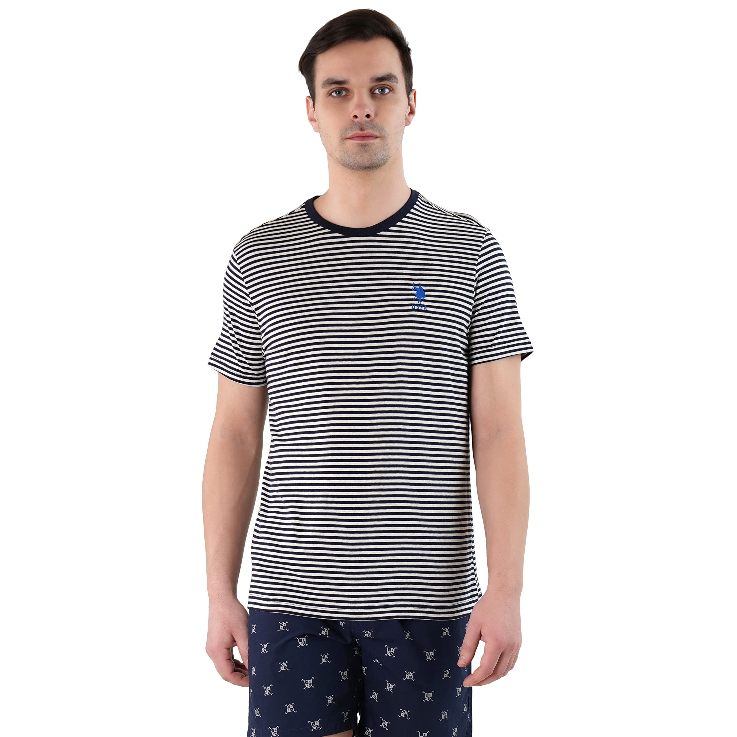 u.s. polo assn. Men's Cotton Regular Fit Yarn Dyed Stripe LE002 Lounge T-Shirt (Pack of 1)-picture-26