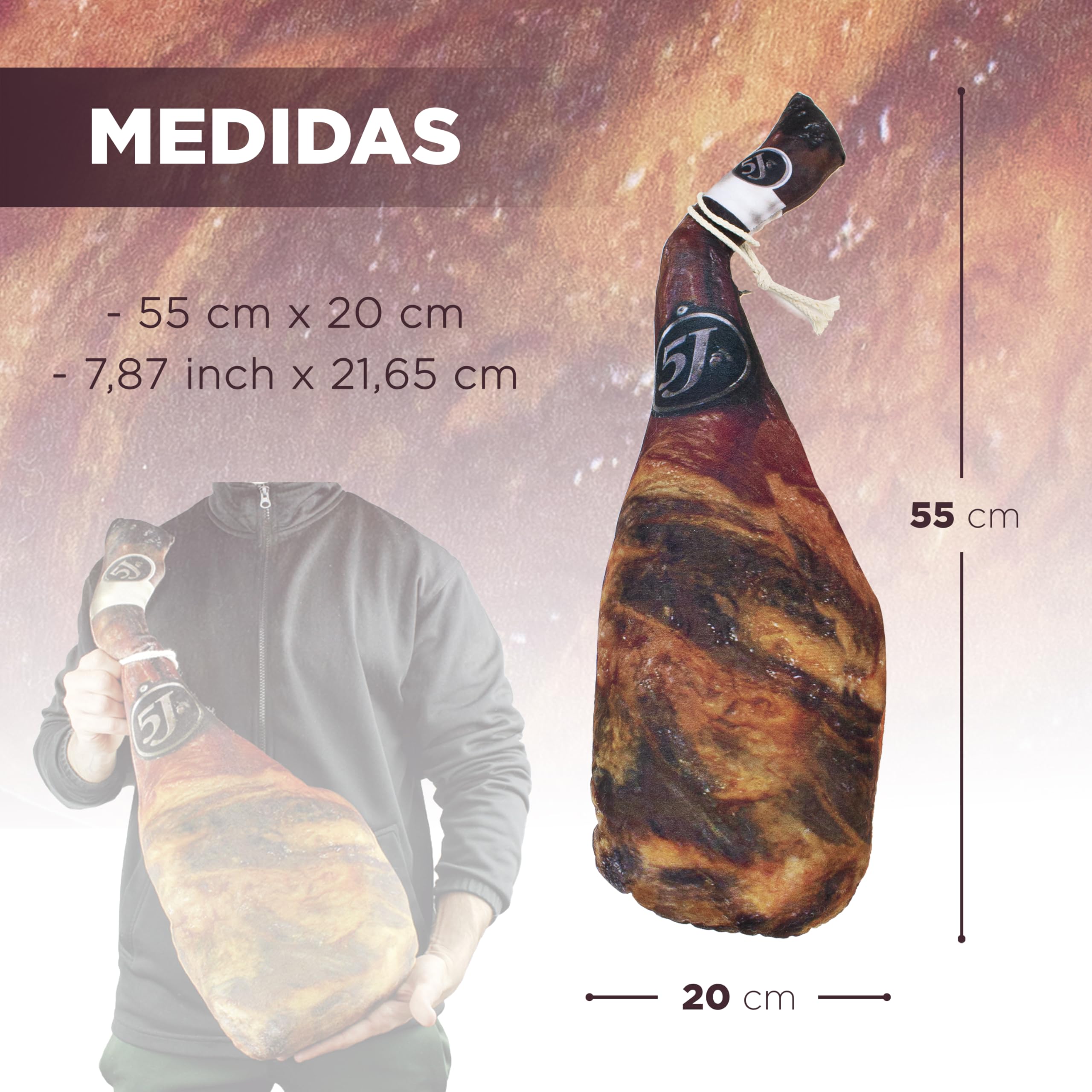 Cuscino A Forma Di Prosciutto - Divertente E Realistico Per Divano O Letto | 55x20 Cm | Idea Regalo Originale - Foto 11