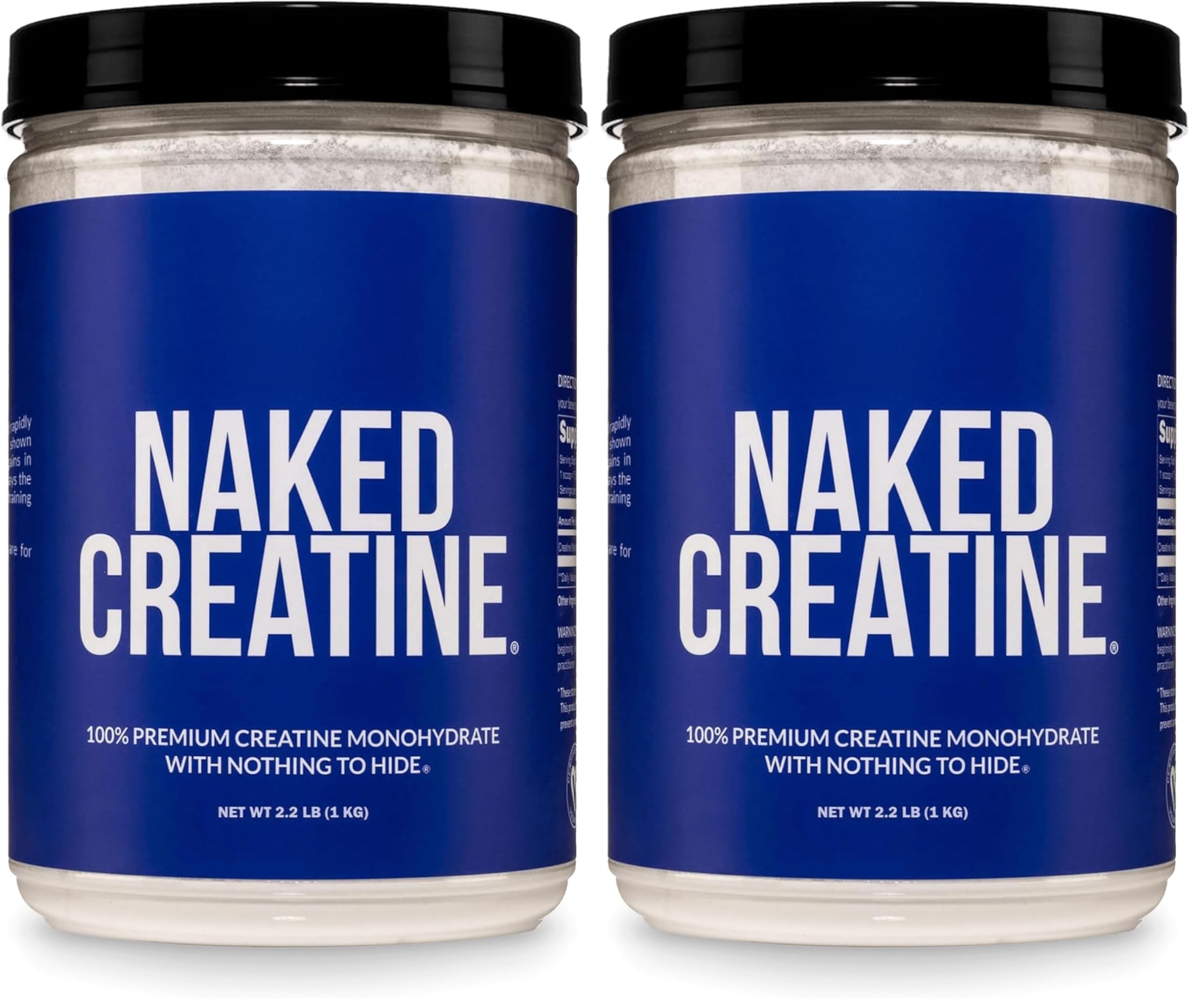 NAKED Pure Micronized Creatine Monohydrate – 200 Servings, 1,000g Bulk – NSF Certified, Vegan, Non-GMO, Gluten &amp; Soy Free - Muscle Building, Strength Training, Gym &amp; Fitness Supplement (Pack of 2)