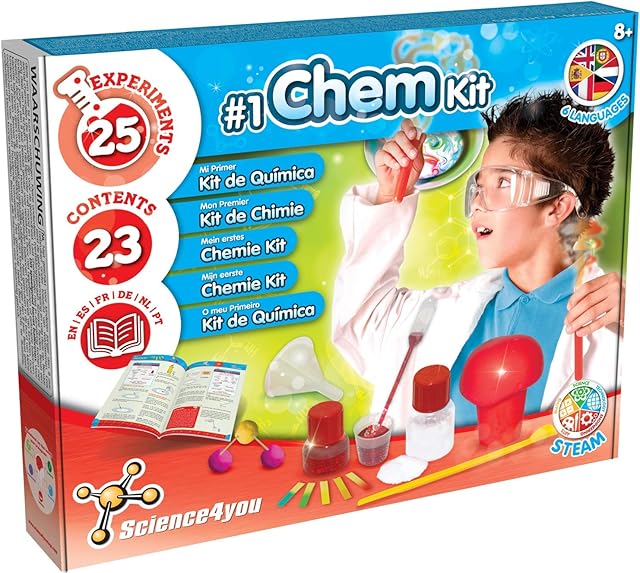 Science4you - My First Chemistry Set, Science Kits for Kids Age 8+ - Science Lab with 25 Experiments for Kids: Chemistry Lab with Explosive Experiments - Educational Science Kits and Stem Toys Age 8+