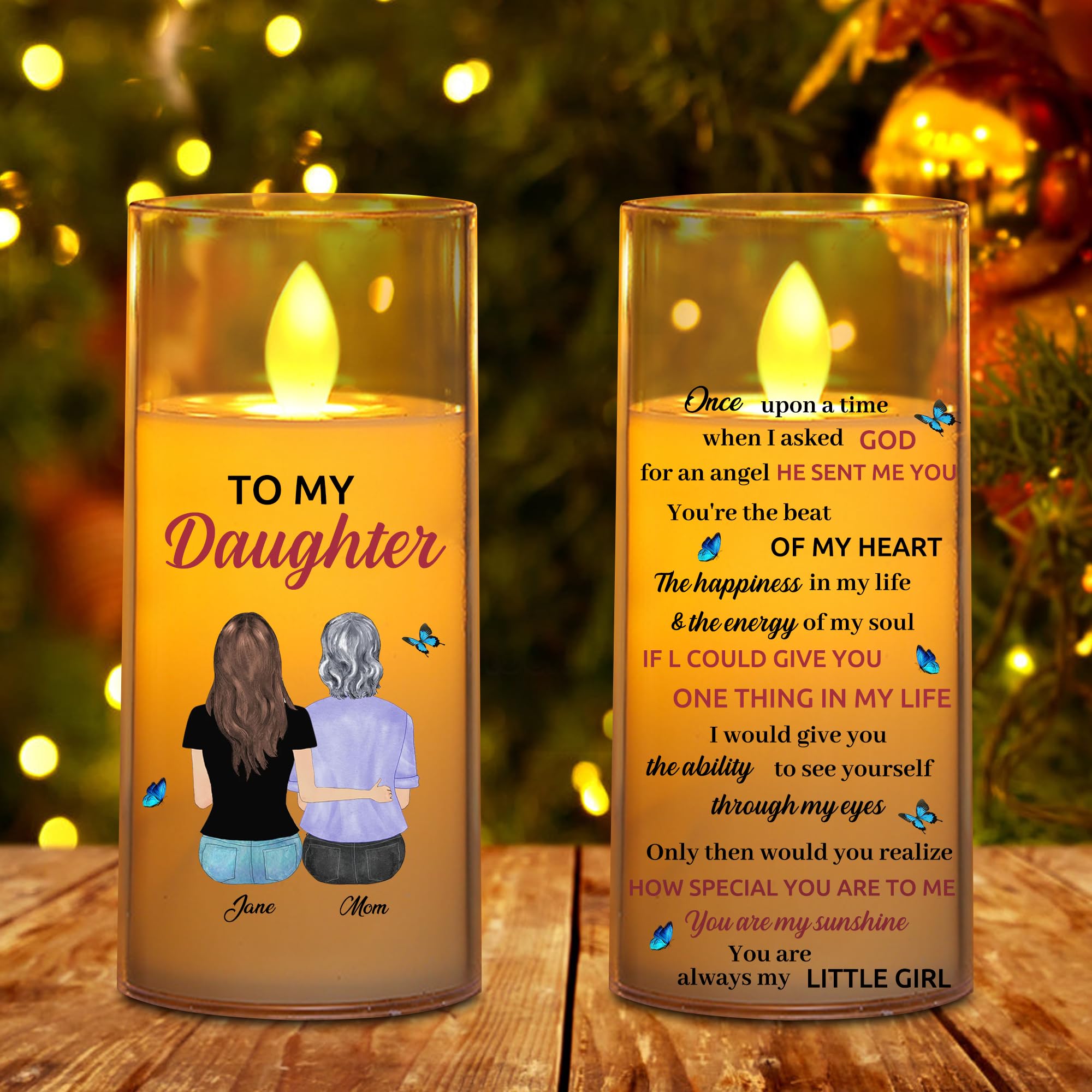 NOONATIVE to My Daughter Candle,Personalized Custom LED Flameless Candle with Name Portrait,Gift for Daughter