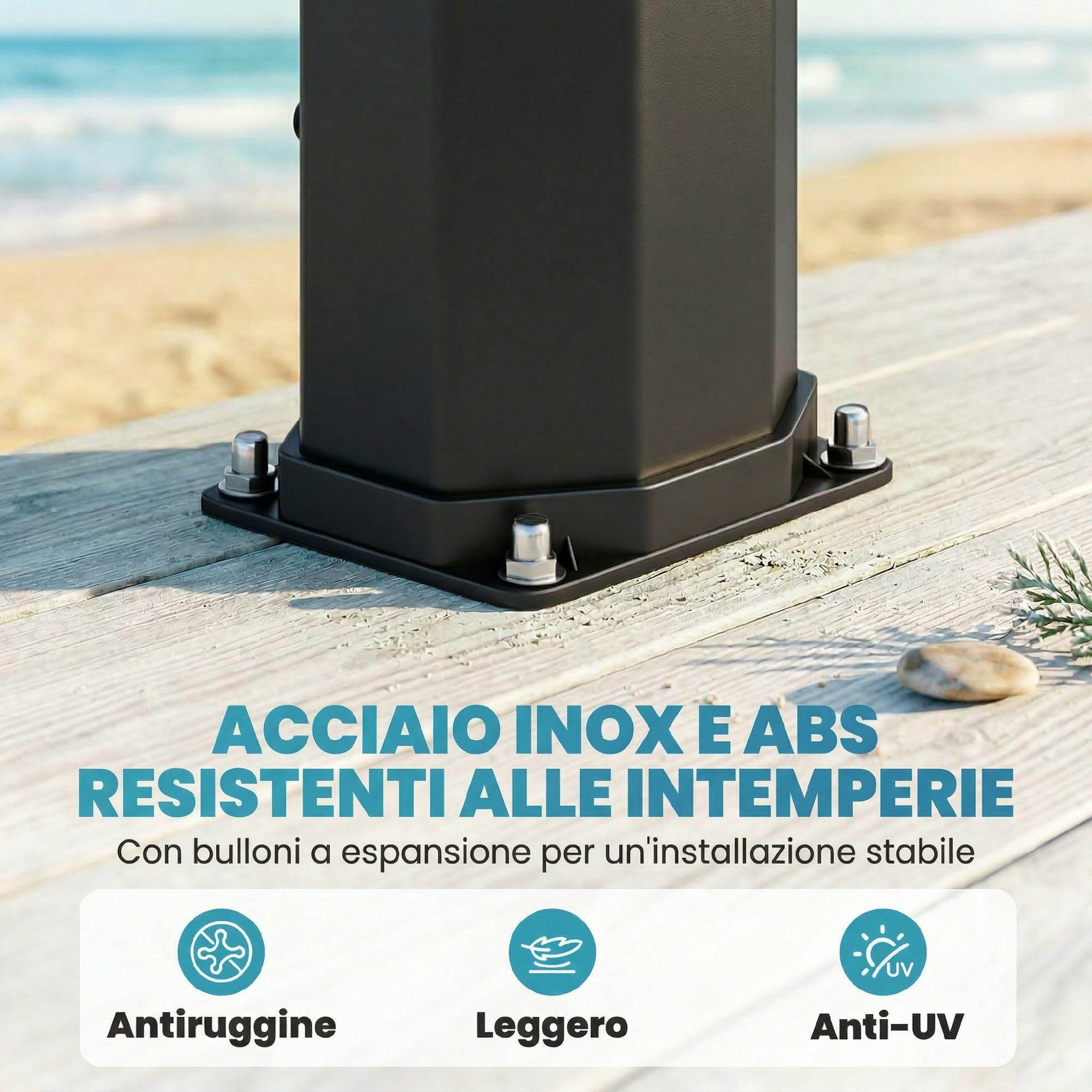 Outsunny Doccia Solare da Giardino 60L con 2 Soffioni a Pioggia, Nero