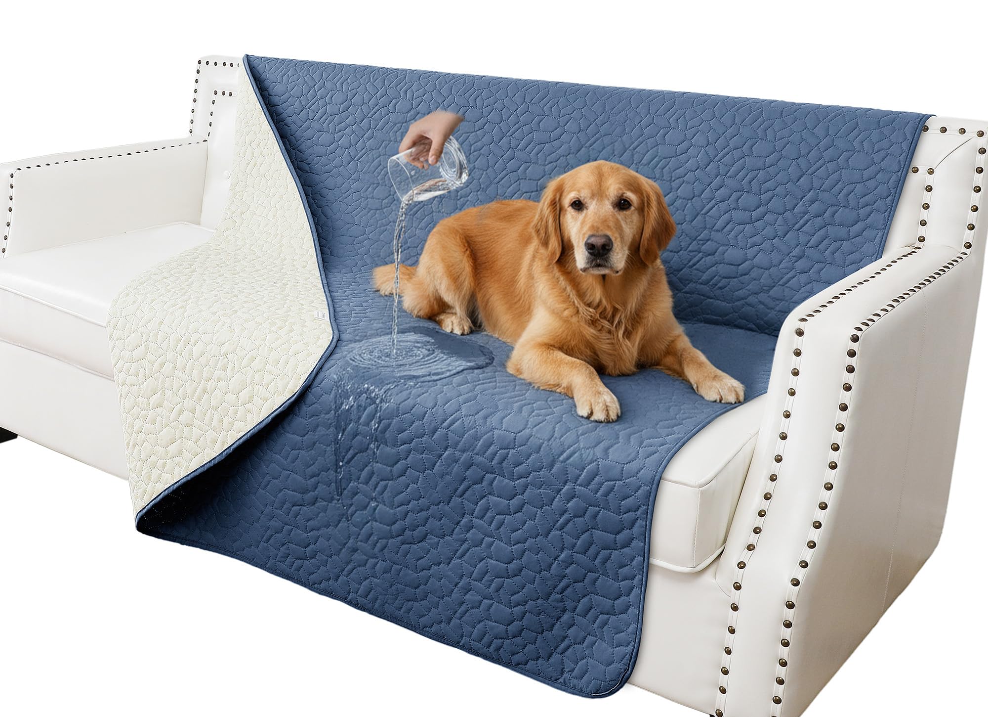 Tuffeel Waterproof Couch Cover for Dogs Washable, Anti-Slip Back Dog Bed Blanket Pet Chair Sofa Furniture Protector(52x82 Inches, Blue)