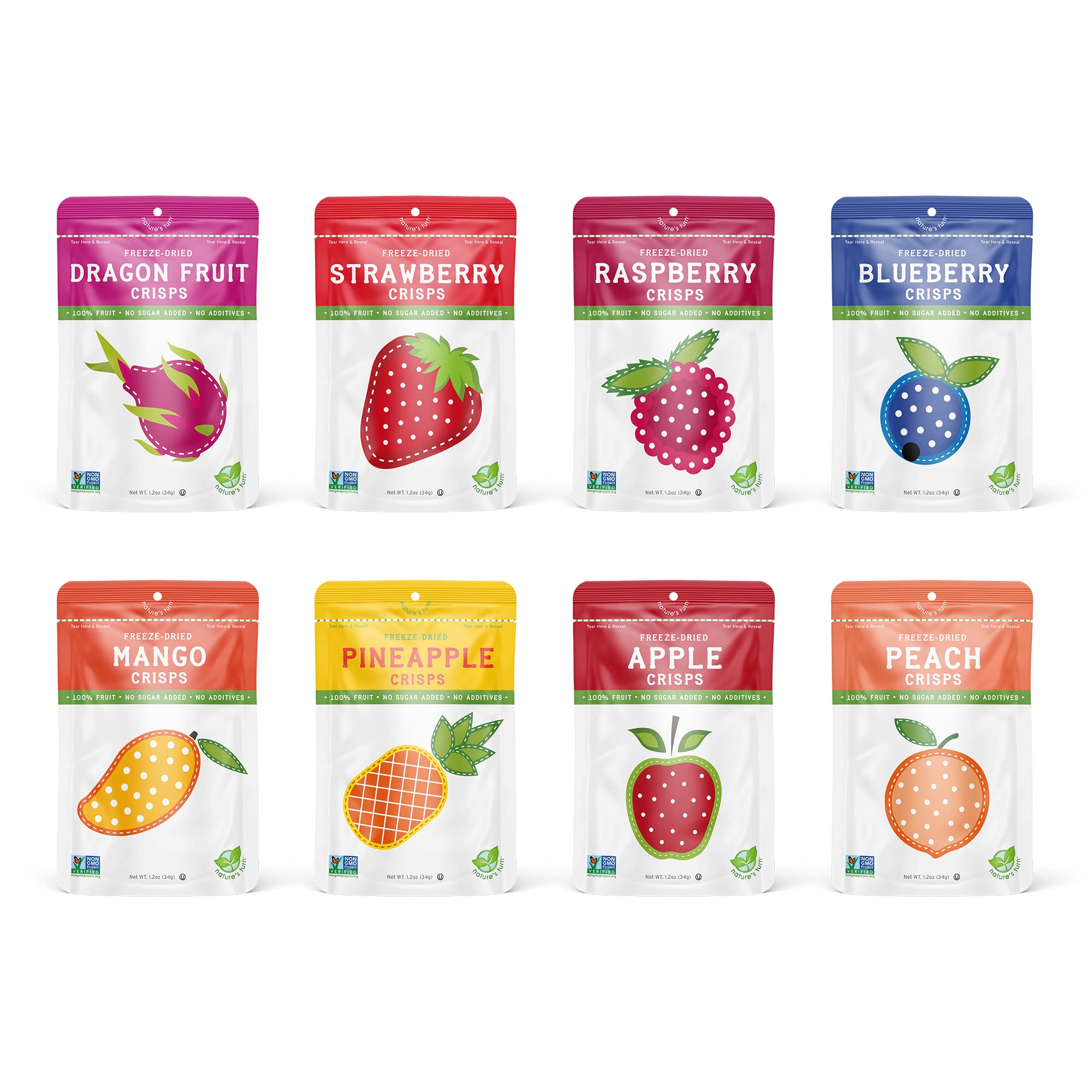 Nature's Turn Freeze-Dried Fruit Snacks, Superfruit Variety, Pack of 8 (1.2oz Each)