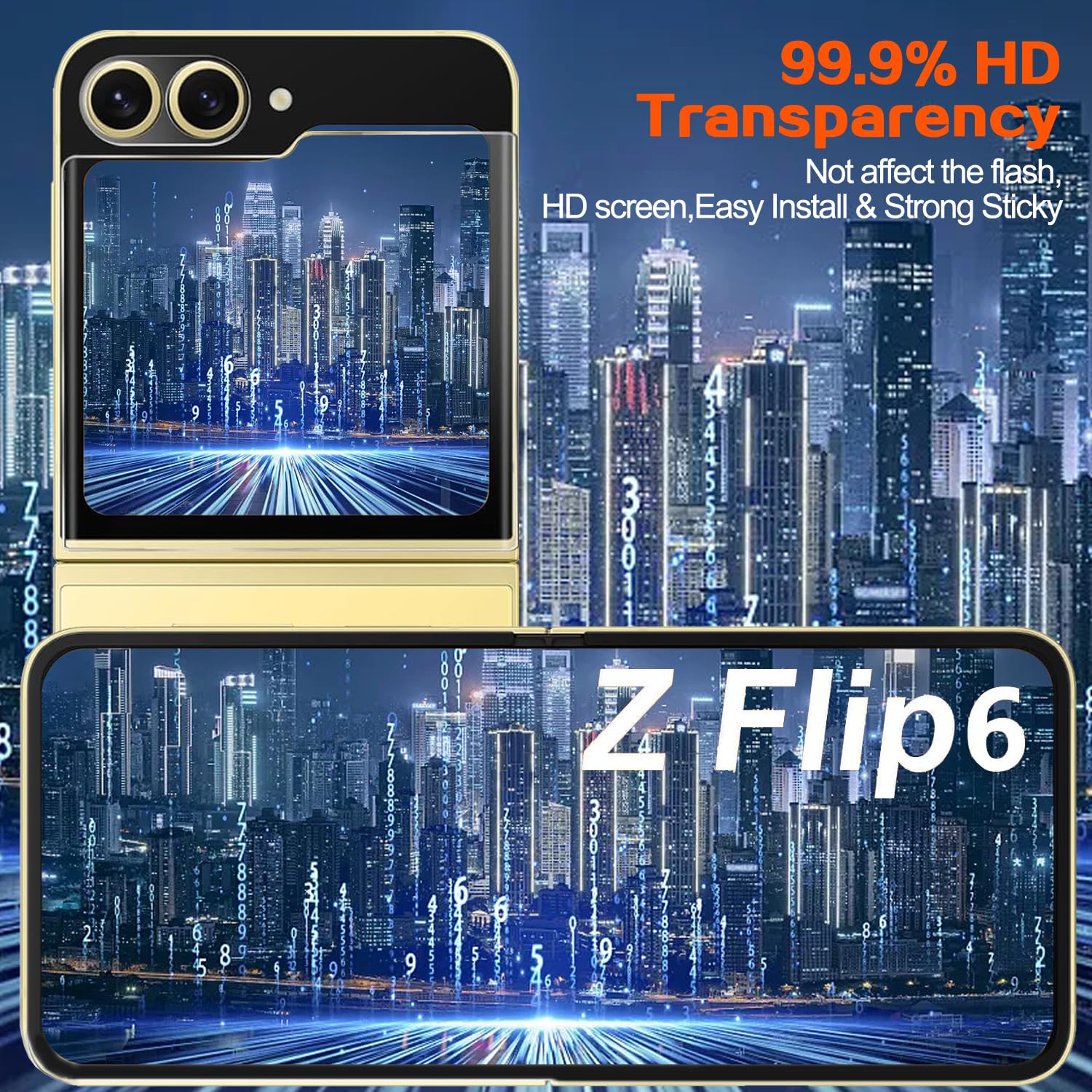 Osłona ekranu do Samsung Galaxy Z Flip 6, 2x wewnętrzna miękka czarna folia TPU, 2x osłona ekranu ze szkła hartowanego, ochrona ekranu przedniego, przyjazny dla obudowy, bez pęcherzyków powietrza, HD