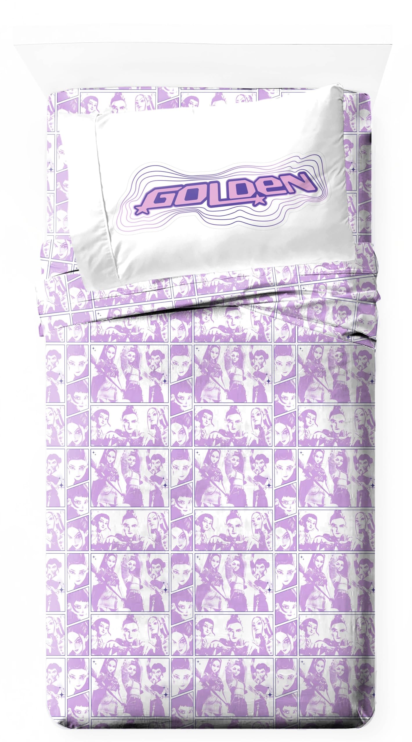 Jay Franco Kpop Demon Hunters Kids 3 Piece Twin Sheet Set, White