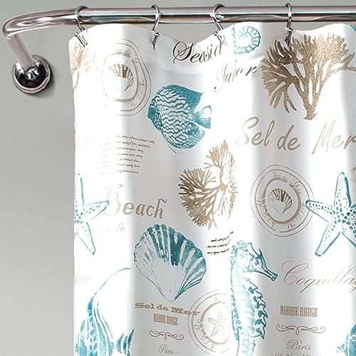 Miniatura 2 de Lush Decor Harbor Life Cortina de ducha, 72 pulgadas de ancho x 72 pulgadas de largo, azul y gris pardo - Curtians de ducha de tela - Decoración