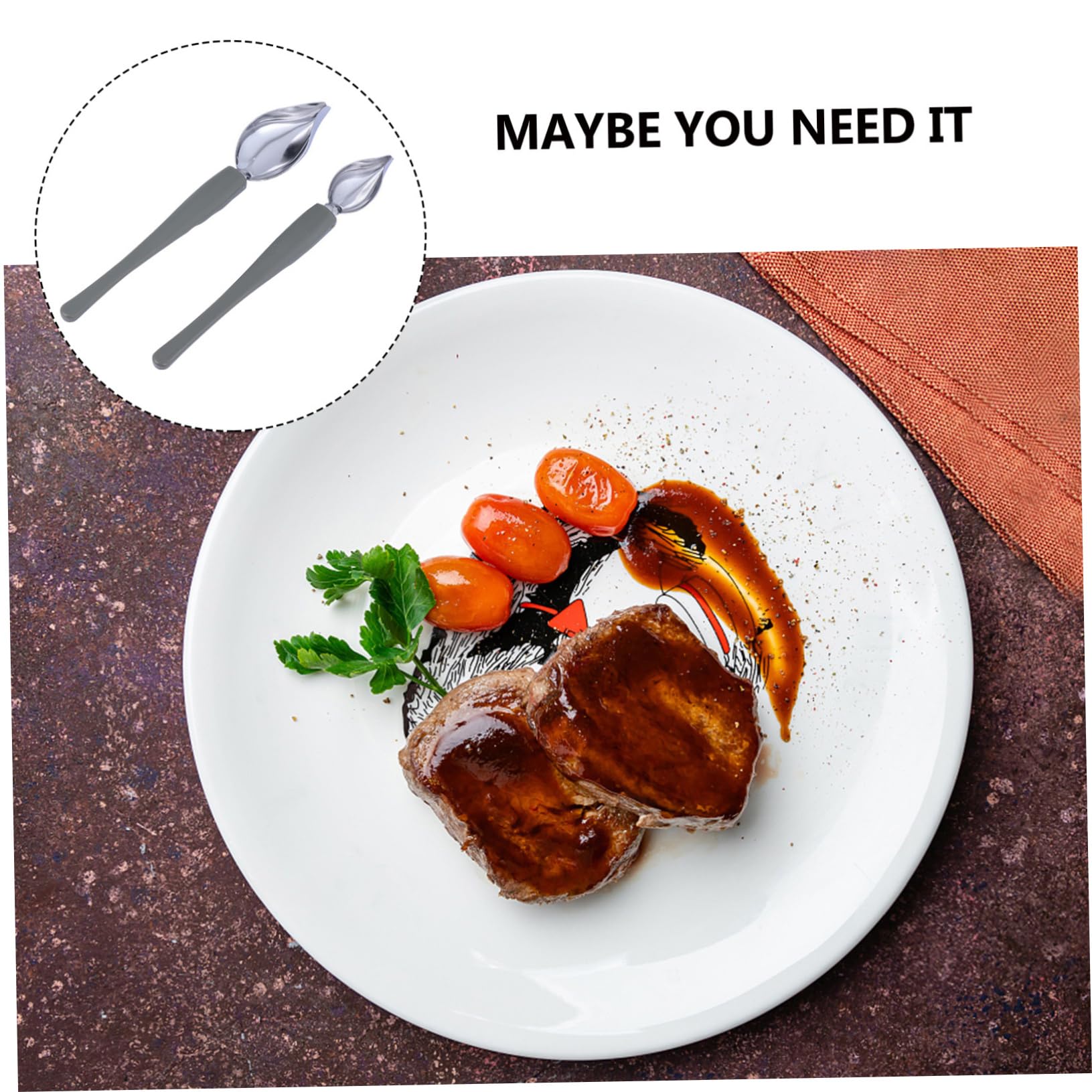 Cabilock Set Da 4 Cucchiaini Decorativi Con Beccuccio Conico – Acciaio Inox E Silicone – Ideali Per Salse E Cioccolato - 2