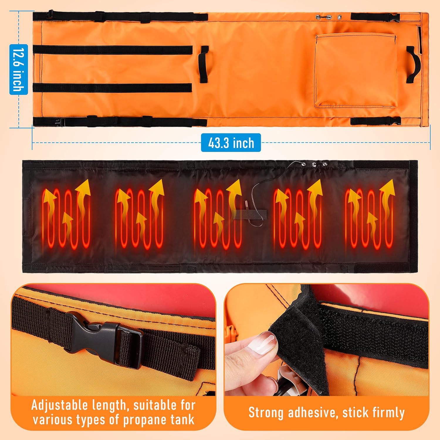 2 Pack Propane Tank Heater Blanket Gas LP Cylinder Tank Heater with Thermostat Controller Adjustment 41-122 °F and Timer Function, Propane Buckets Warmer Blanket Fit for 5-40LB Tanks (Orange)