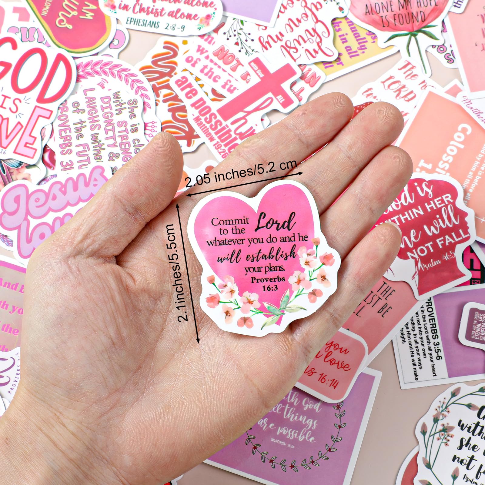 Snapklik.com : Christian Stickers 110 PCS No Repeat Pink Bible Verse ...