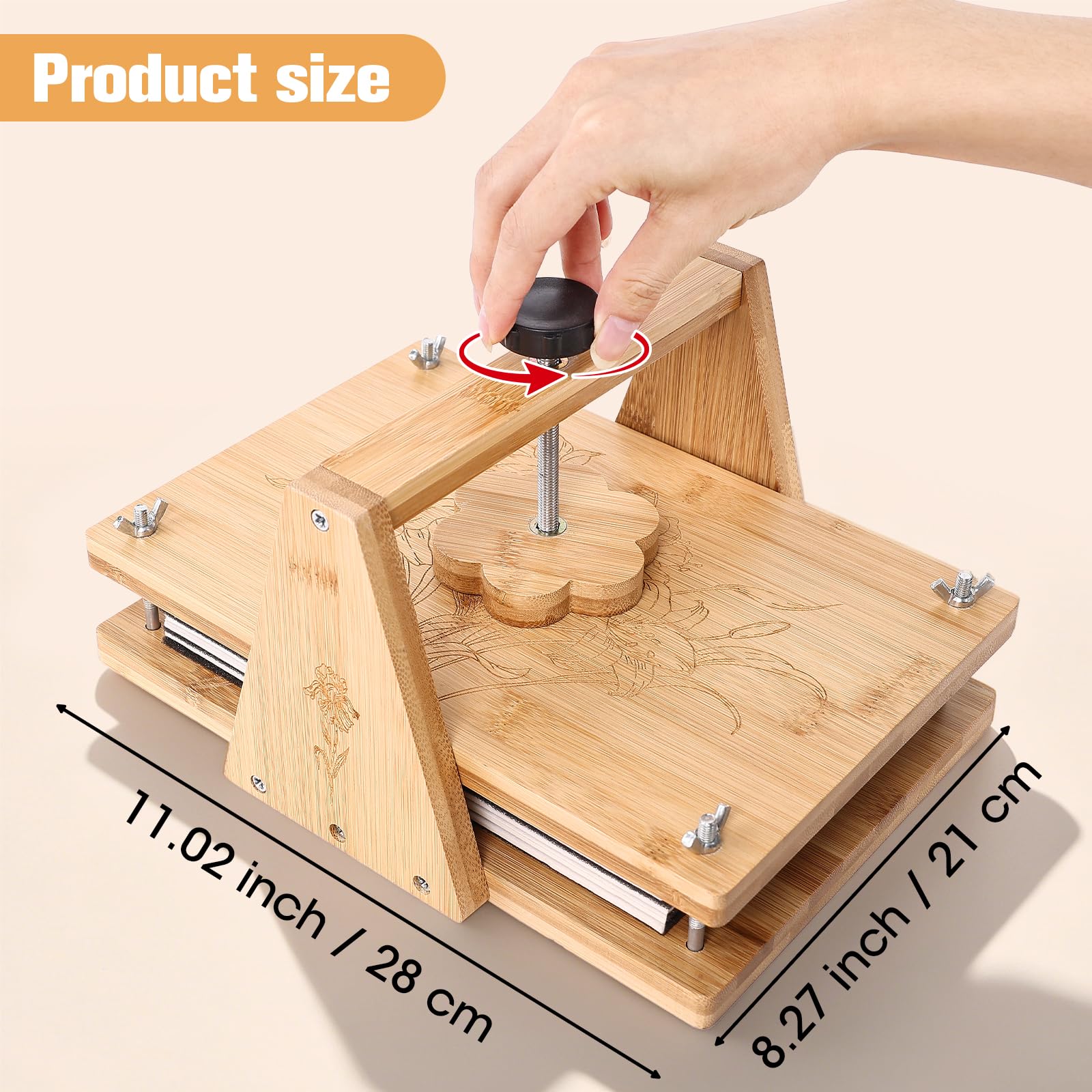 cenoz Blumenpresse-Kit Groß aus Holz für Erwachsene, 30×20cm Pflanzenpresse Set mit Trocknungsplatte, DIY Pressblumen Kit, Blütenpresse & Blumenpresse für Erwachsene, Floristen,Basteln und Dekorieren