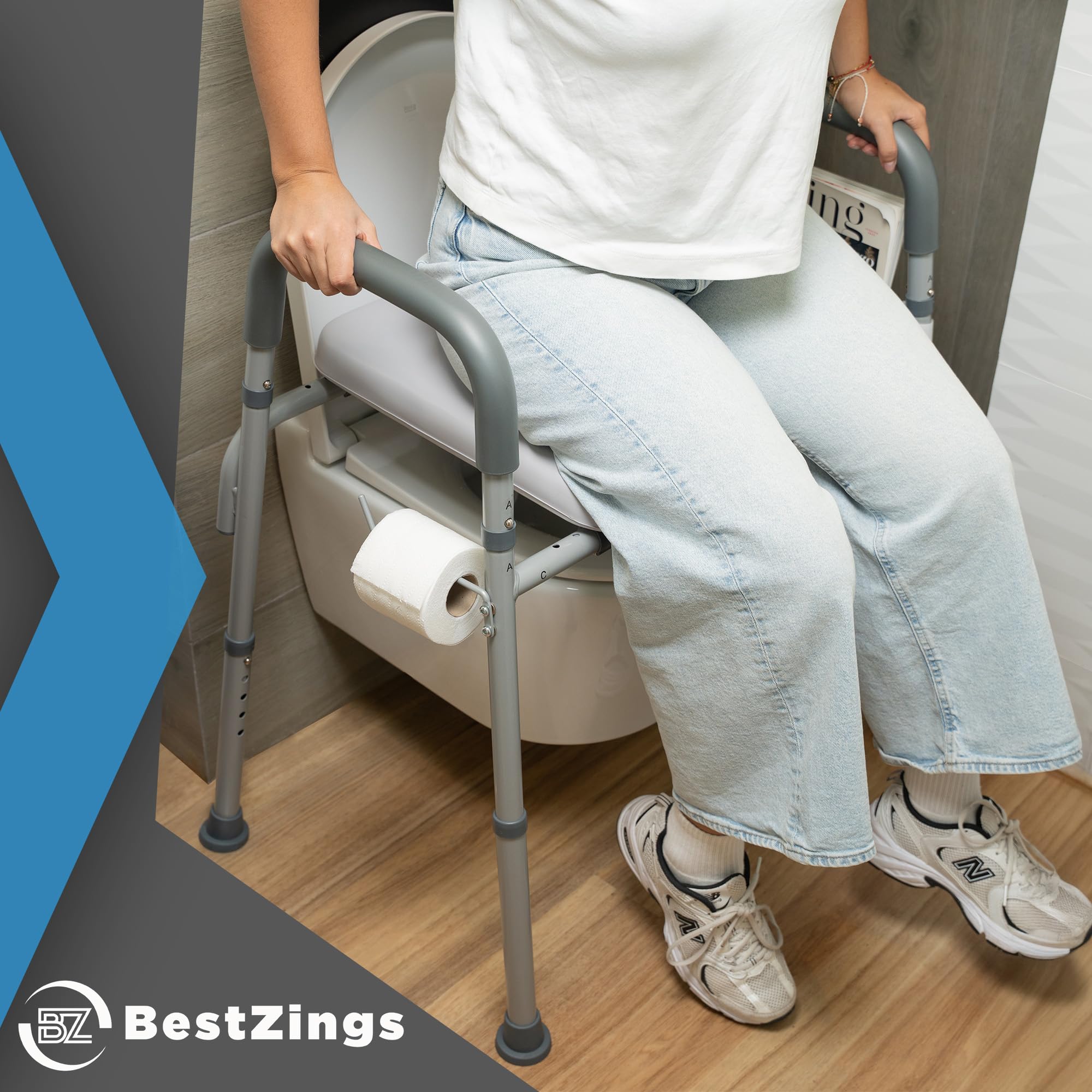 Toilettensitzerhöhung mit Armlehnen, WC Sitzerhöhung für Senioren, Senioren Toilettensitzerhöher mit Höhenverstellbaren, Erhöhter Toilettensitz, toilettenerhöhung, Wc sitzerhöhung