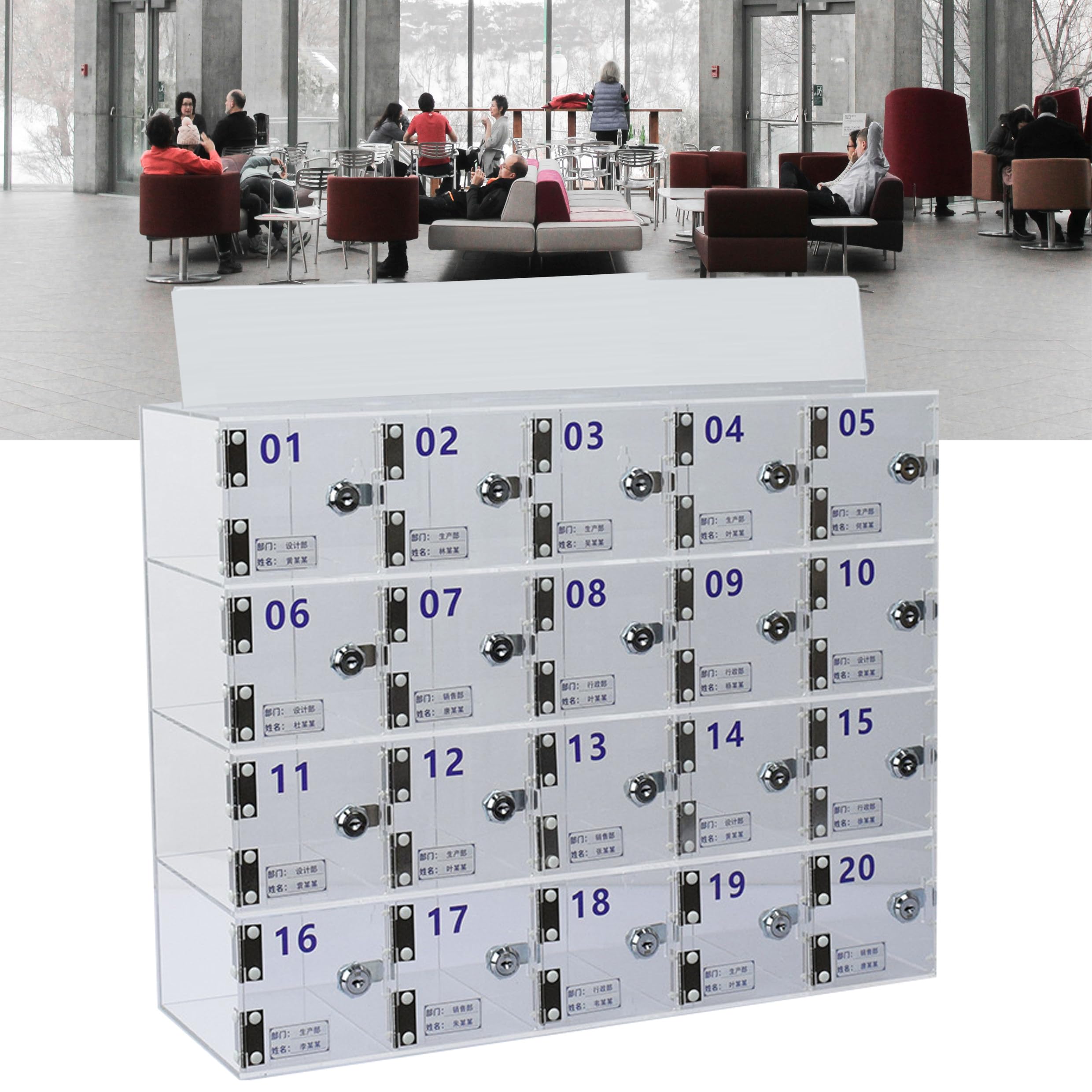 C Acrylic WallMounted Phone Locker Box Storage for 80 Phones Perfect for Office & Classroom MultiGrid Design for Easy Organization B30 Grid System