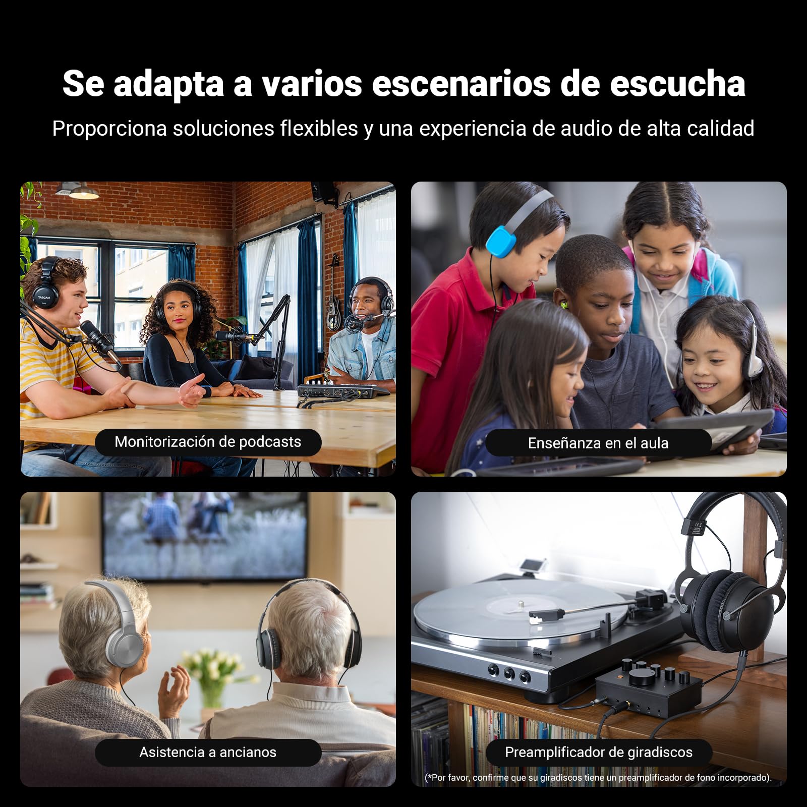 Fosi Audio PH05 Amplificador Divisor de Auriculares de 5 Canales, Mini Amplificador de Auriculares para Mezclador de Estudio de Música/Compartir Audio con IEM de Alta Impedancia de 16-300 Ohmios