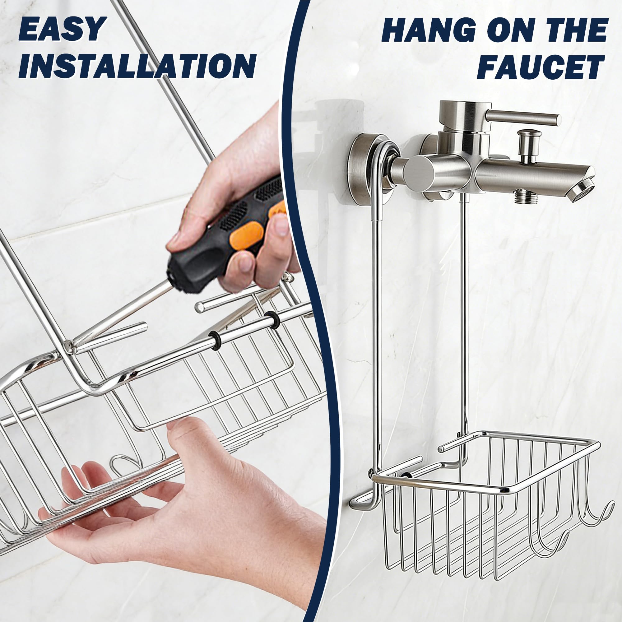 Diwoker Doucherek Hangend, Doucheplank Zonder Boren, Verstelbare Hoogte Badkamer Organizer, Shampoohouder voor Douche Badkamer Caddy Zwart (3-Laags