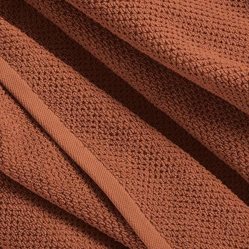 Miniatura 8 de Nate Home by Nate Berkus - Juego de 4 toallas de baño de tejido de arroz 100 % algodón, suaves y absorbentes, sólidas, de mDesign, color siena