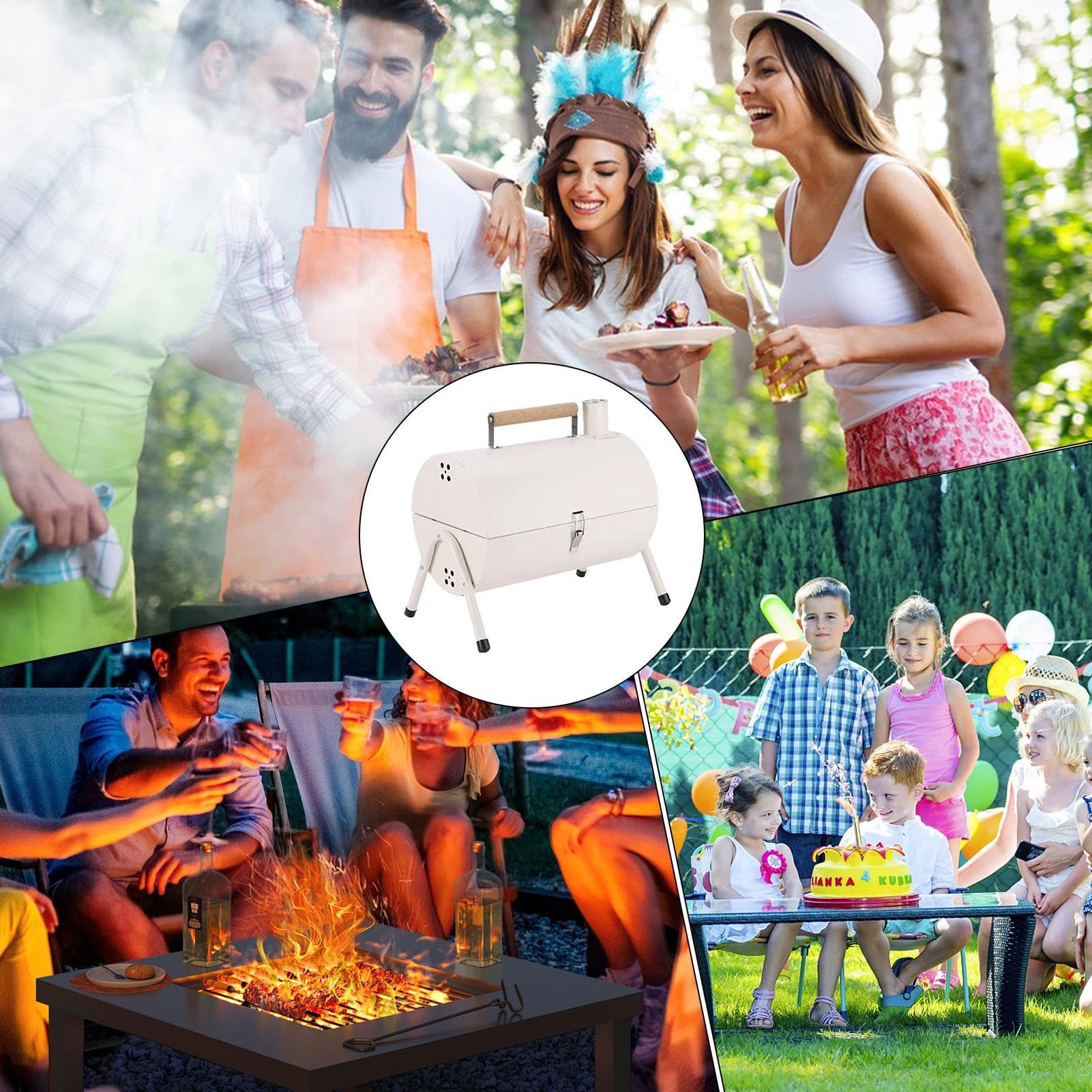 Barbecue a carbonella portatile regolabile – Tablet op Outdoor Barbecue Fumatore | Multifunzionale metallo barbecue | Barbecue a canna per porta cortile posteriore casa balcone campeggio terrazza