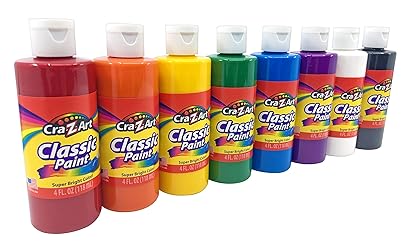 Cra-Z-art Washable Classic Paint Bulk Pack 8ct, Assorted Colors 4oz each bottle, 32oz